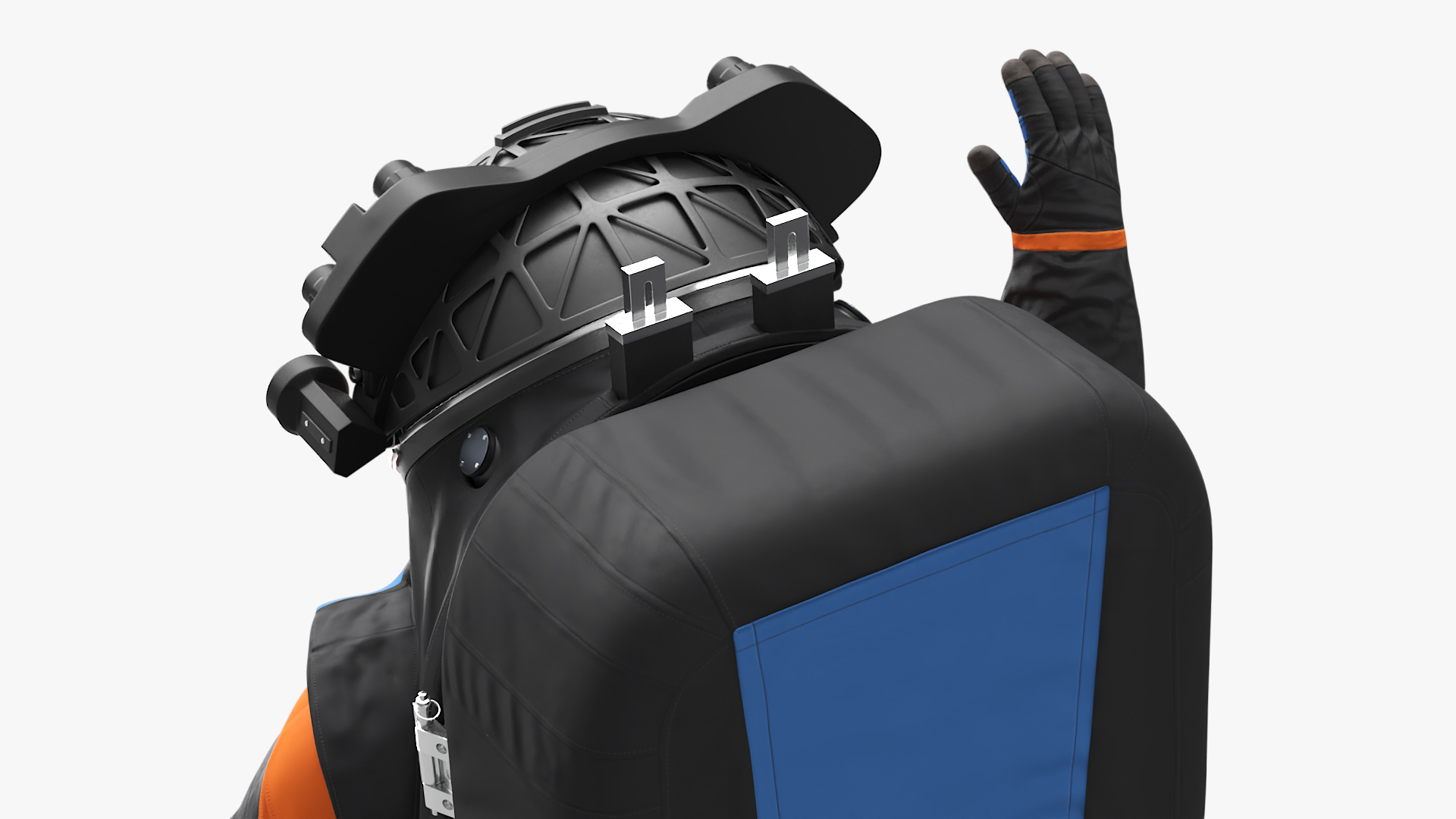 3D Modern Spacesuit on Astronaut Waving Pose