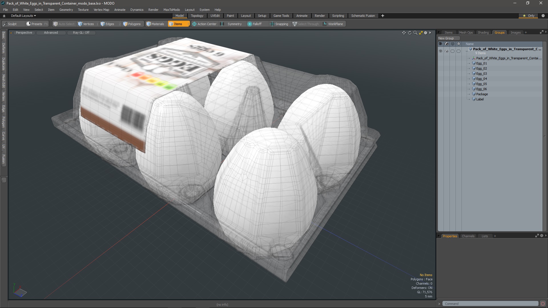 3D Pack of White Eggs in Transparent Container model