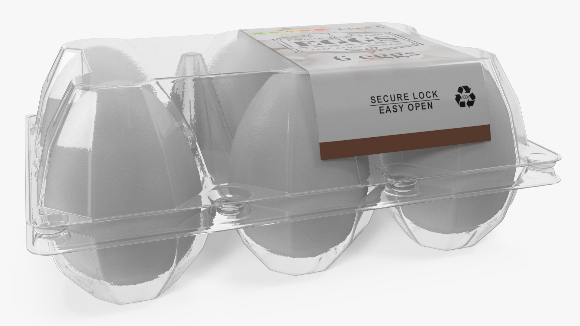 3D Pack of White Eggs in Transparent Container model