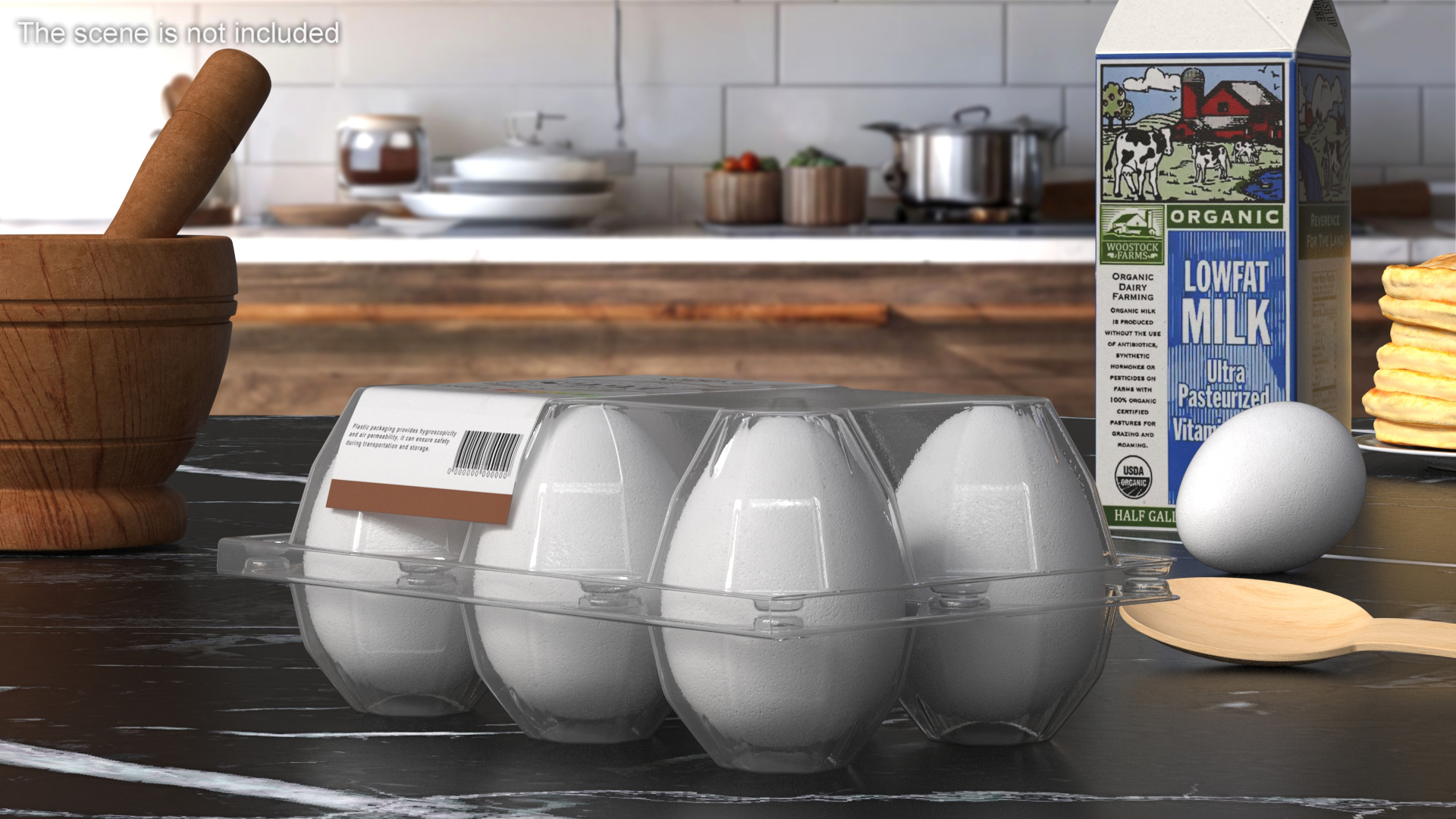 3D Pack of White Eggs in Transparent Container model