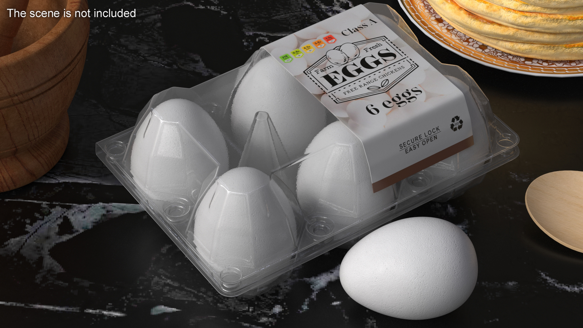 3D Pack of White Eggs in Transparent Container model