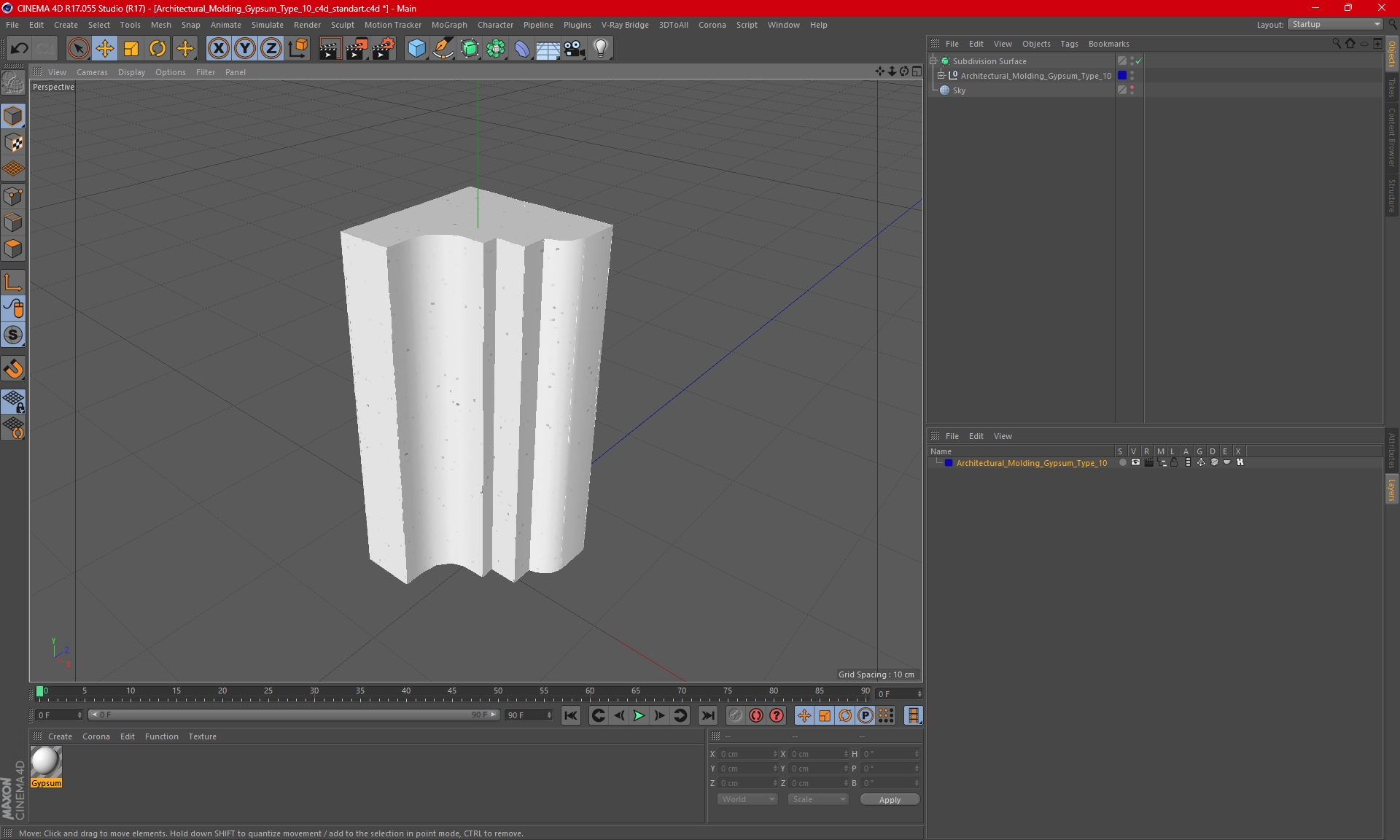 3D Architectural Molding Gypsum Type 10