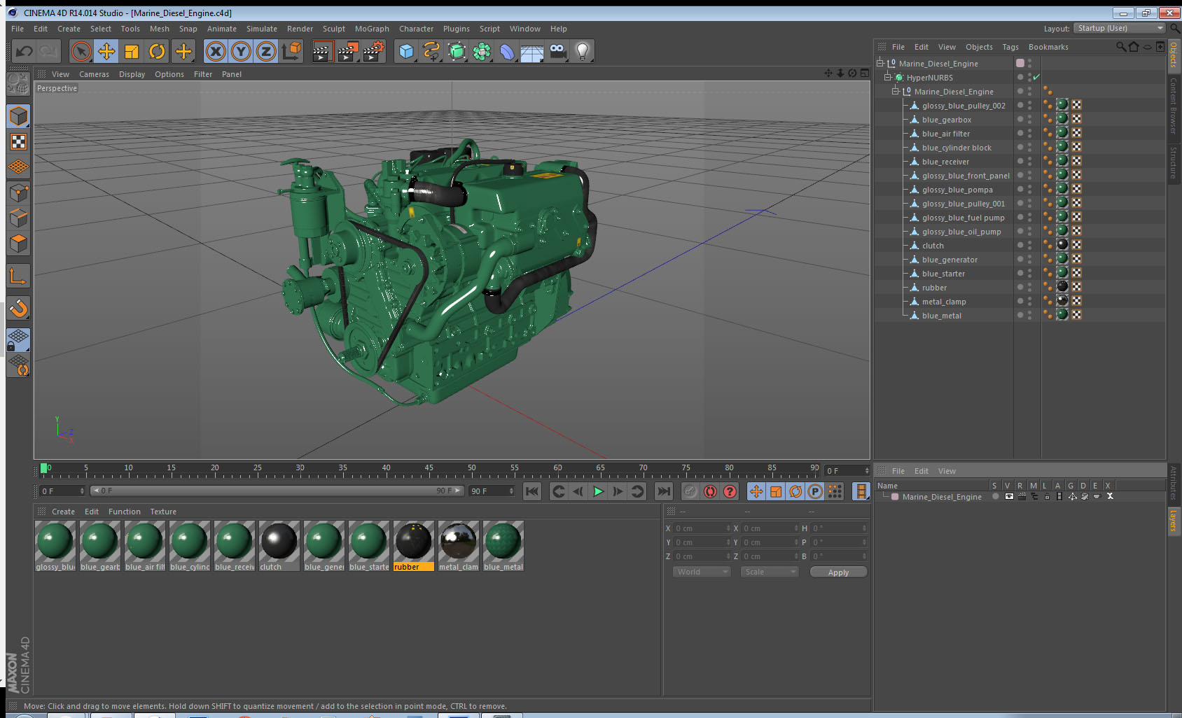 3D model Marine Diesel Engine