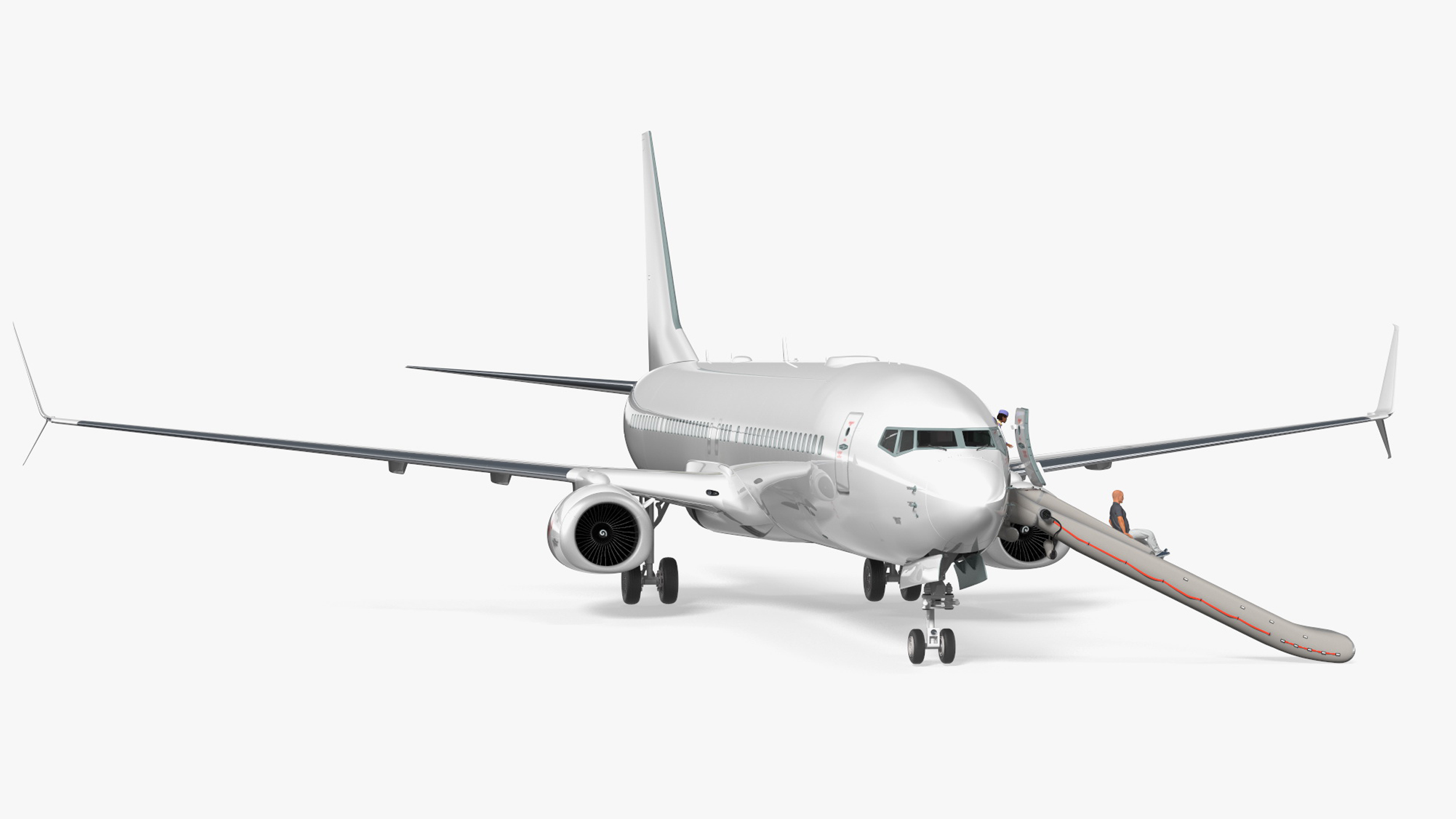 Airplane Evacuating People Rigged for Maya 3D