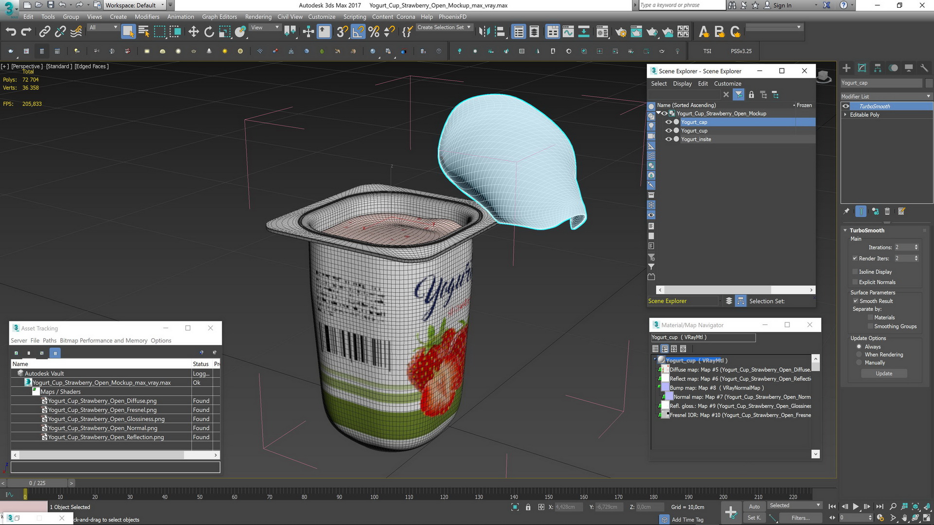 3D Yogurt Cup Strawberry Open Mockup model