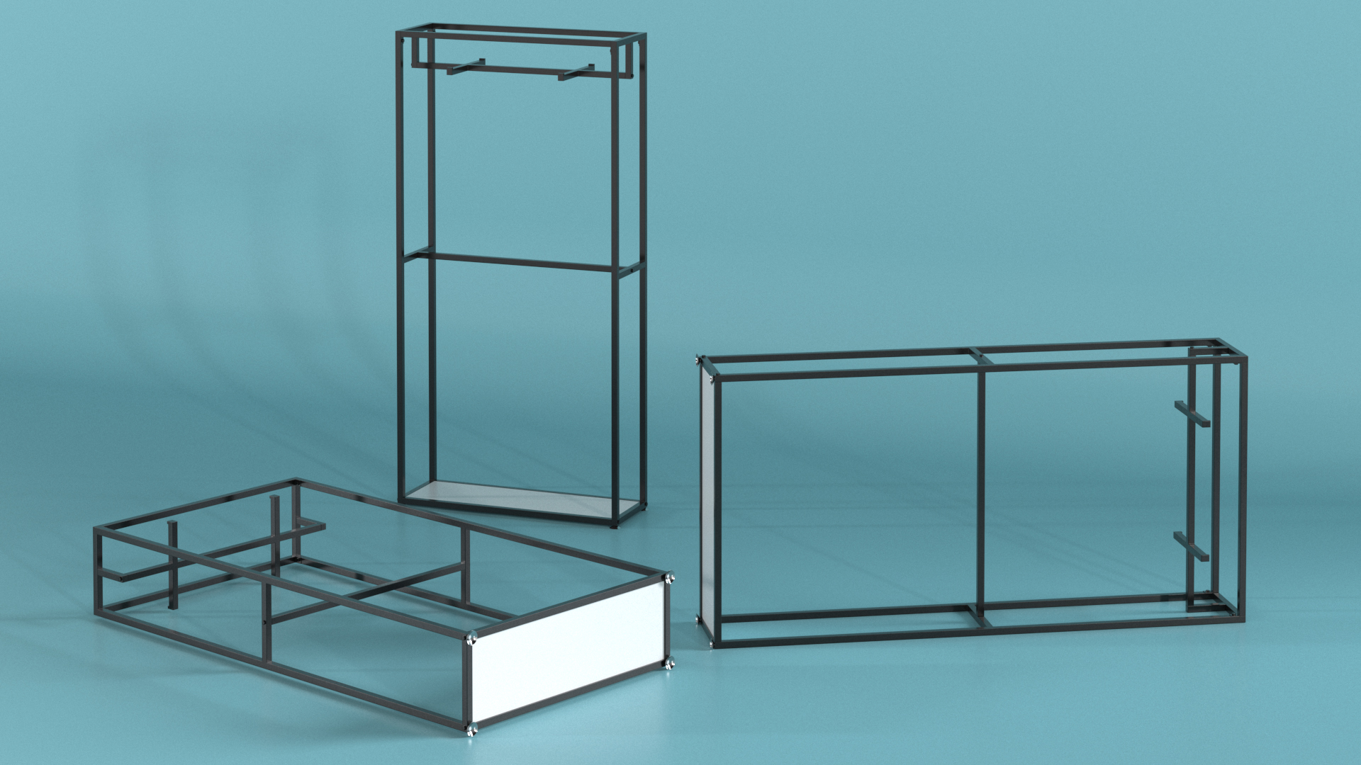 Double Coat Rack Black 3D