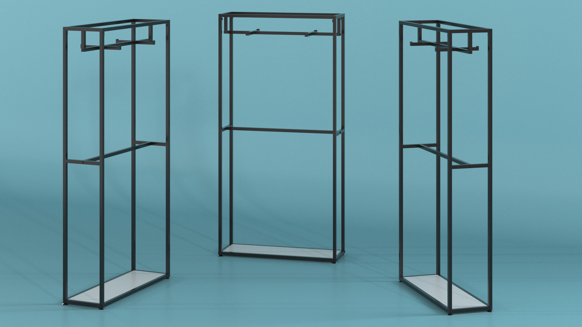 Double Coat Rack Black 3D