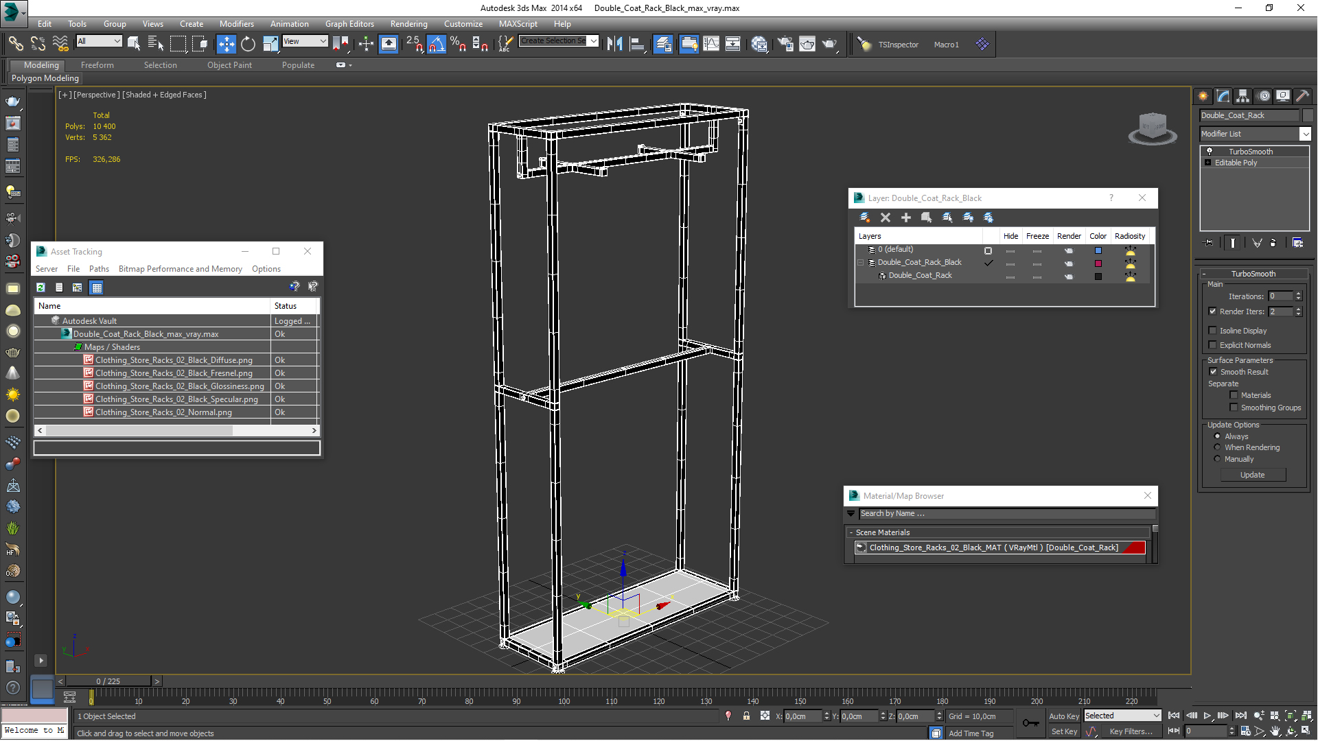 Double Coat Rack Black 3D