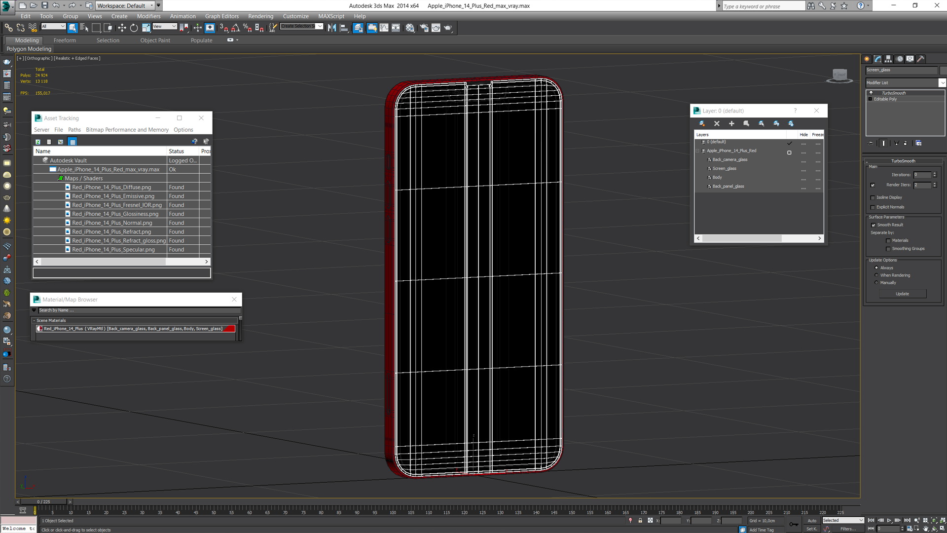 3D iPhone 14 Plus Red model