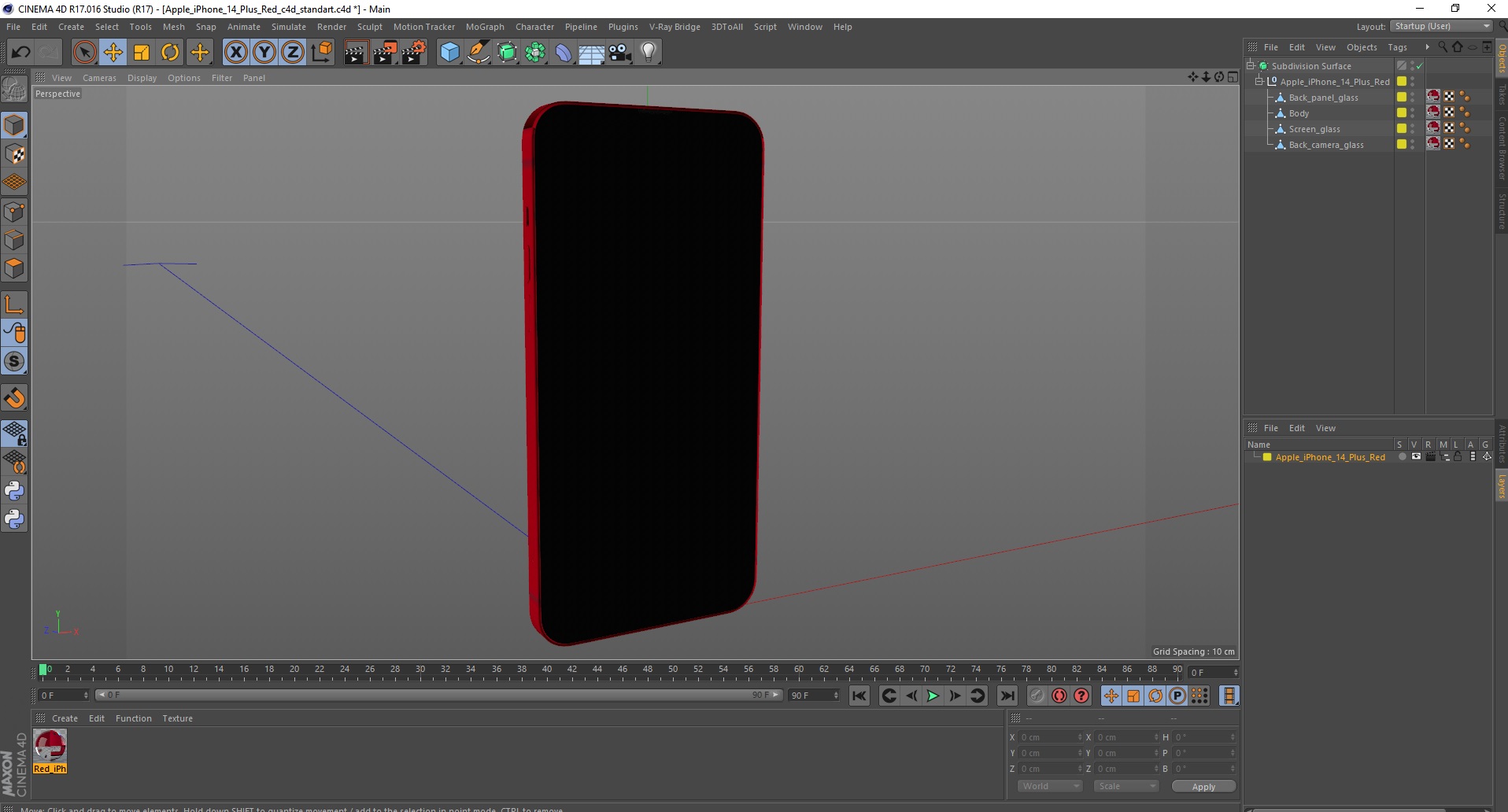 3D iPhone 14 Plus Red model