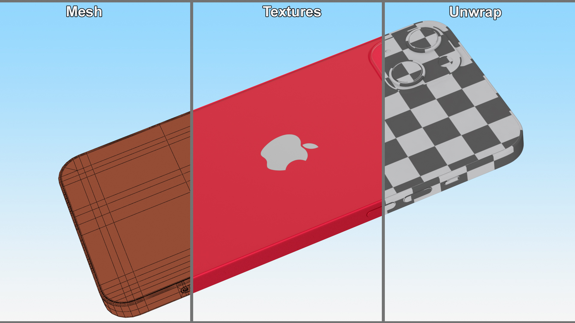 3D iPhone 14 Plus Red model