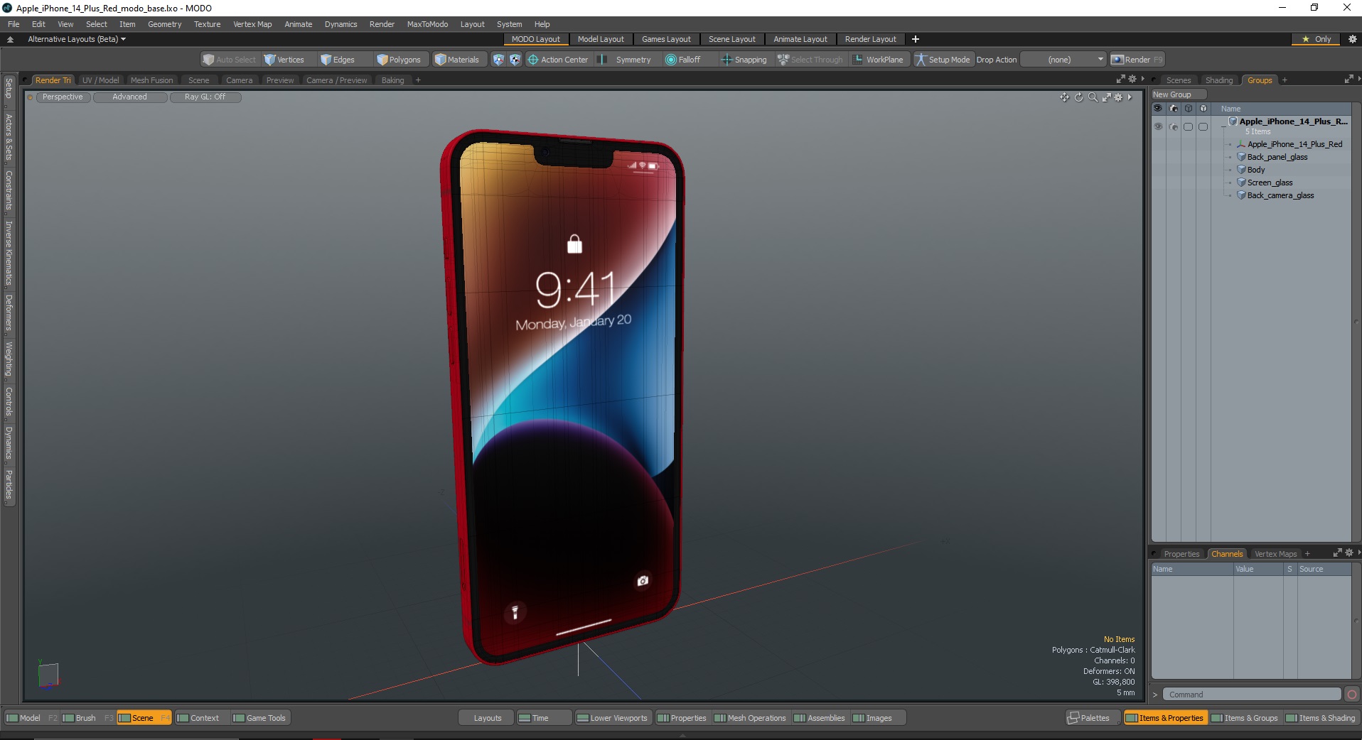 3D iPhone 14 Plus Red model