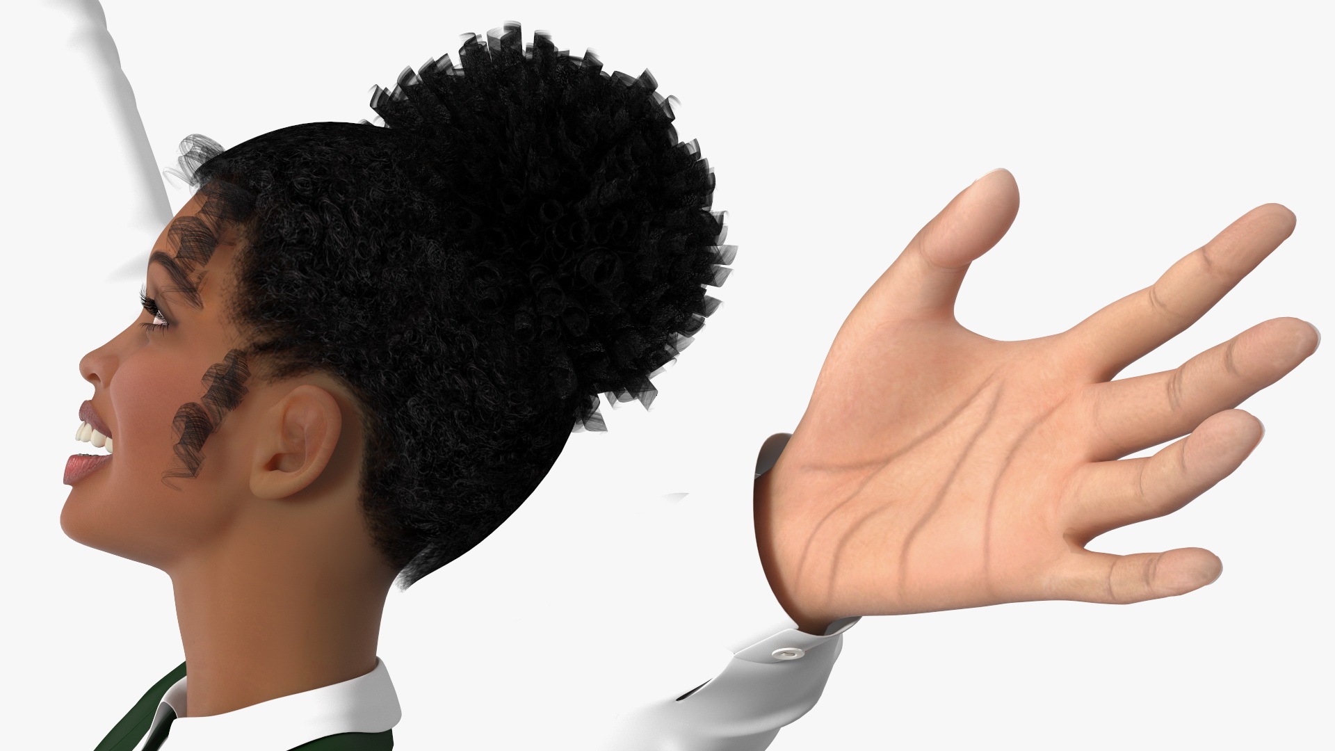 3D model Light Skin Young Black Female Student in School Uniform