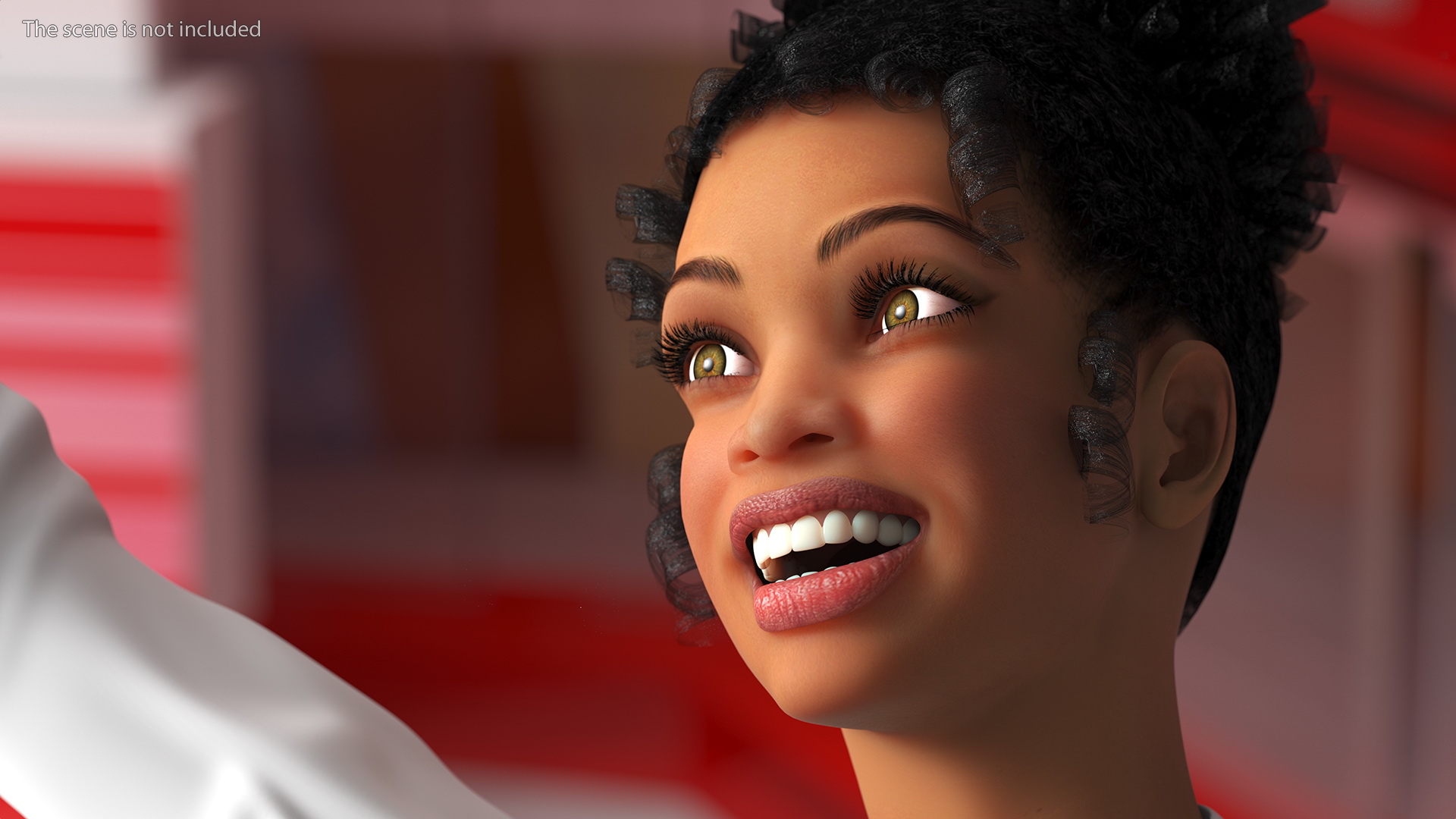 3D model Light Skin Young Black Female Student in School Uniform