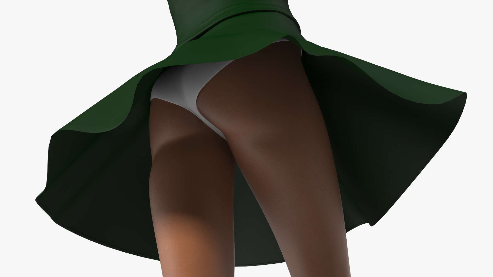 3D model Light Skin Young Black Female Student in School Uniform