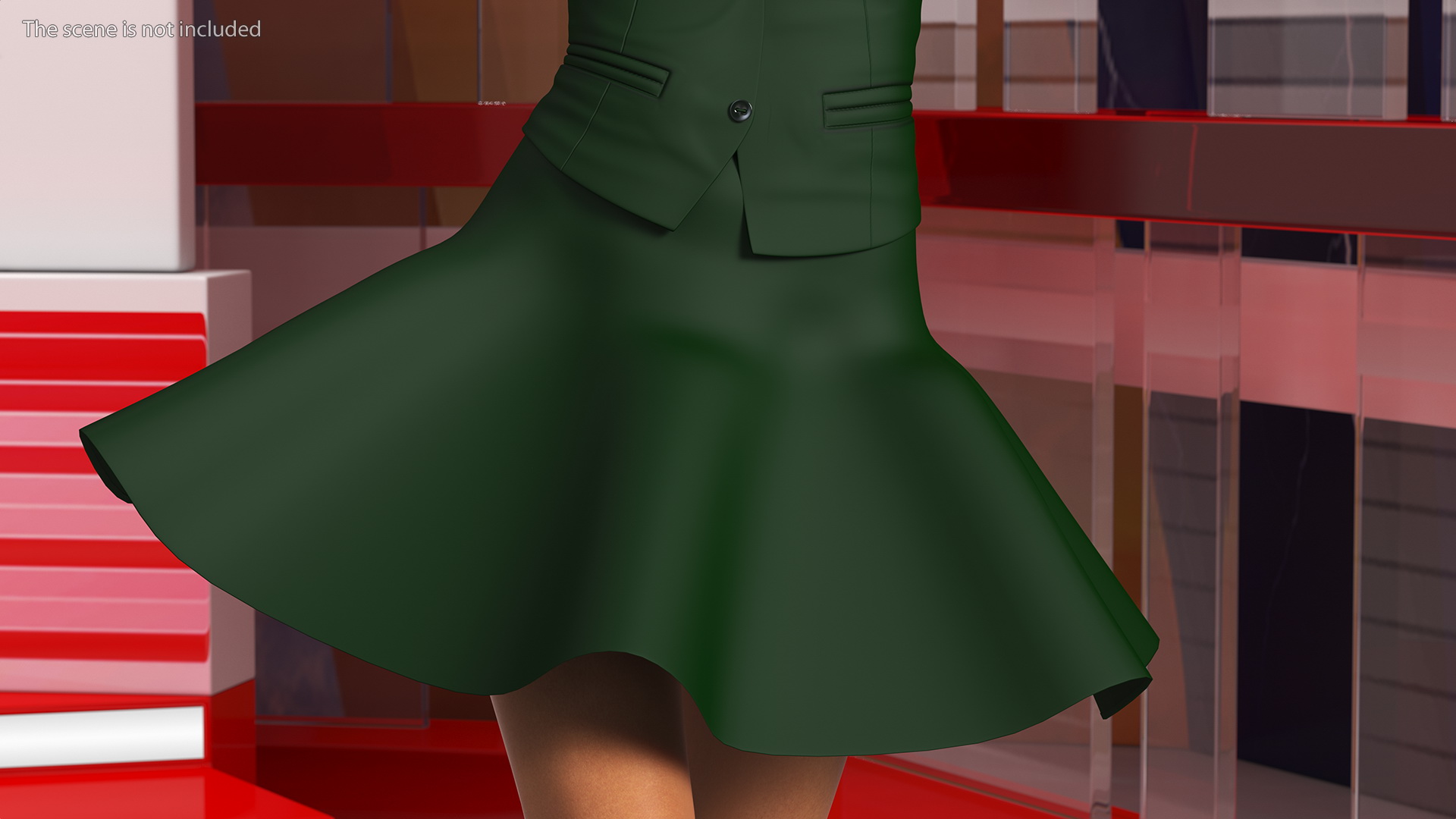 3D model Light Skin Young Black Female Student in School Uniform