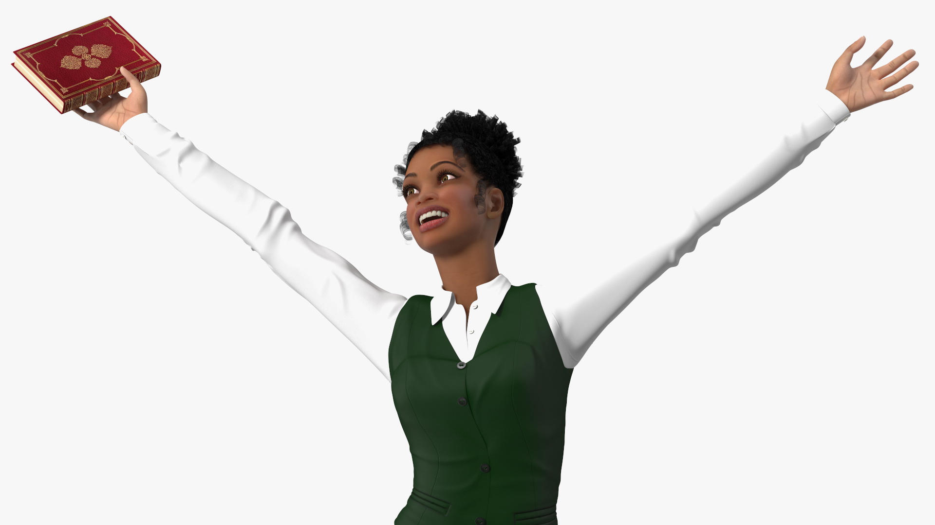 3D model Light Skin Young Black Female Student in School Uniform