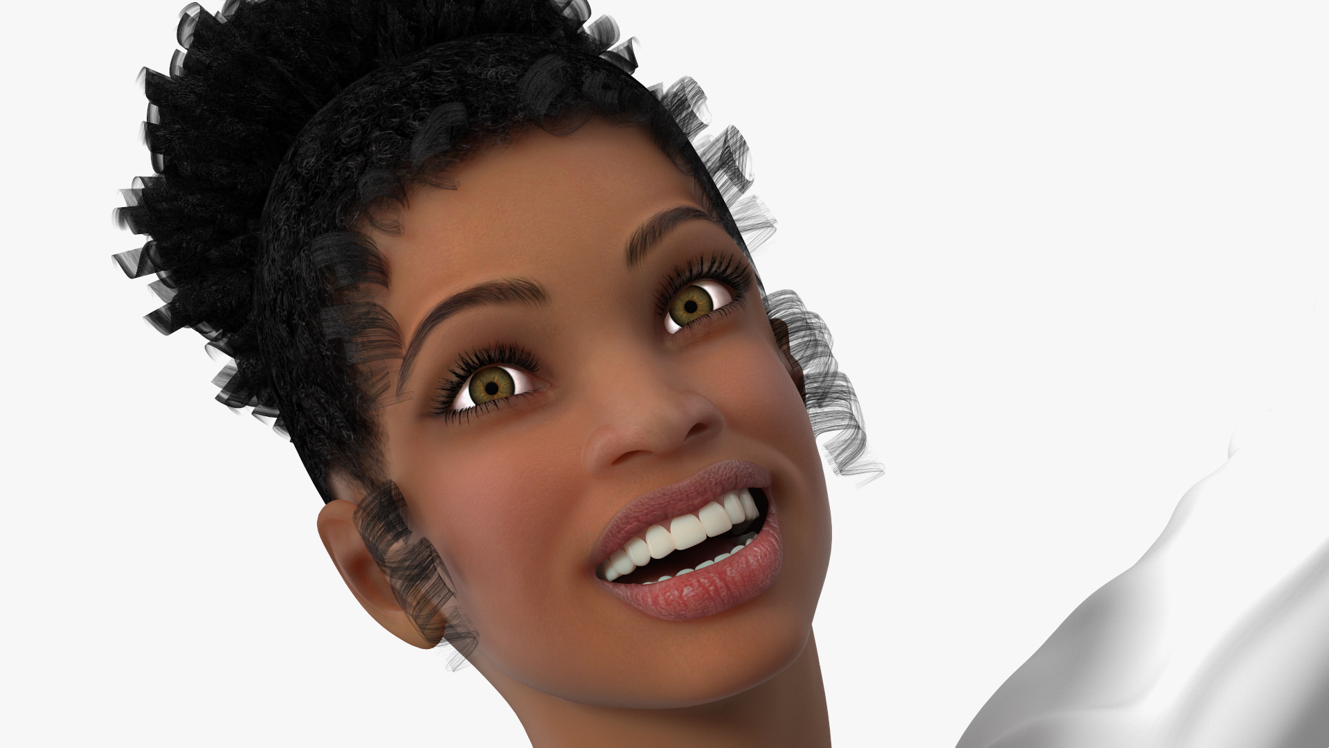 3D model Light Skin Young Black Female Student in School Uniform
