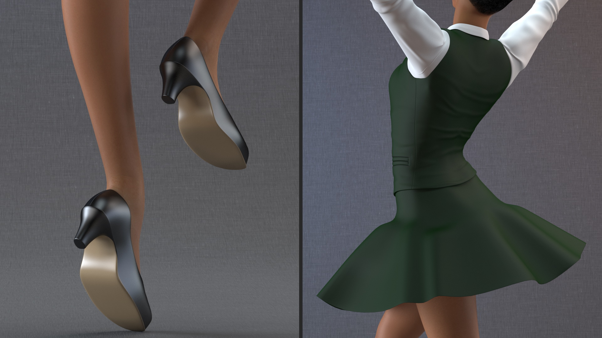 3D model Light Skin Young Black Female Student in School Uniform