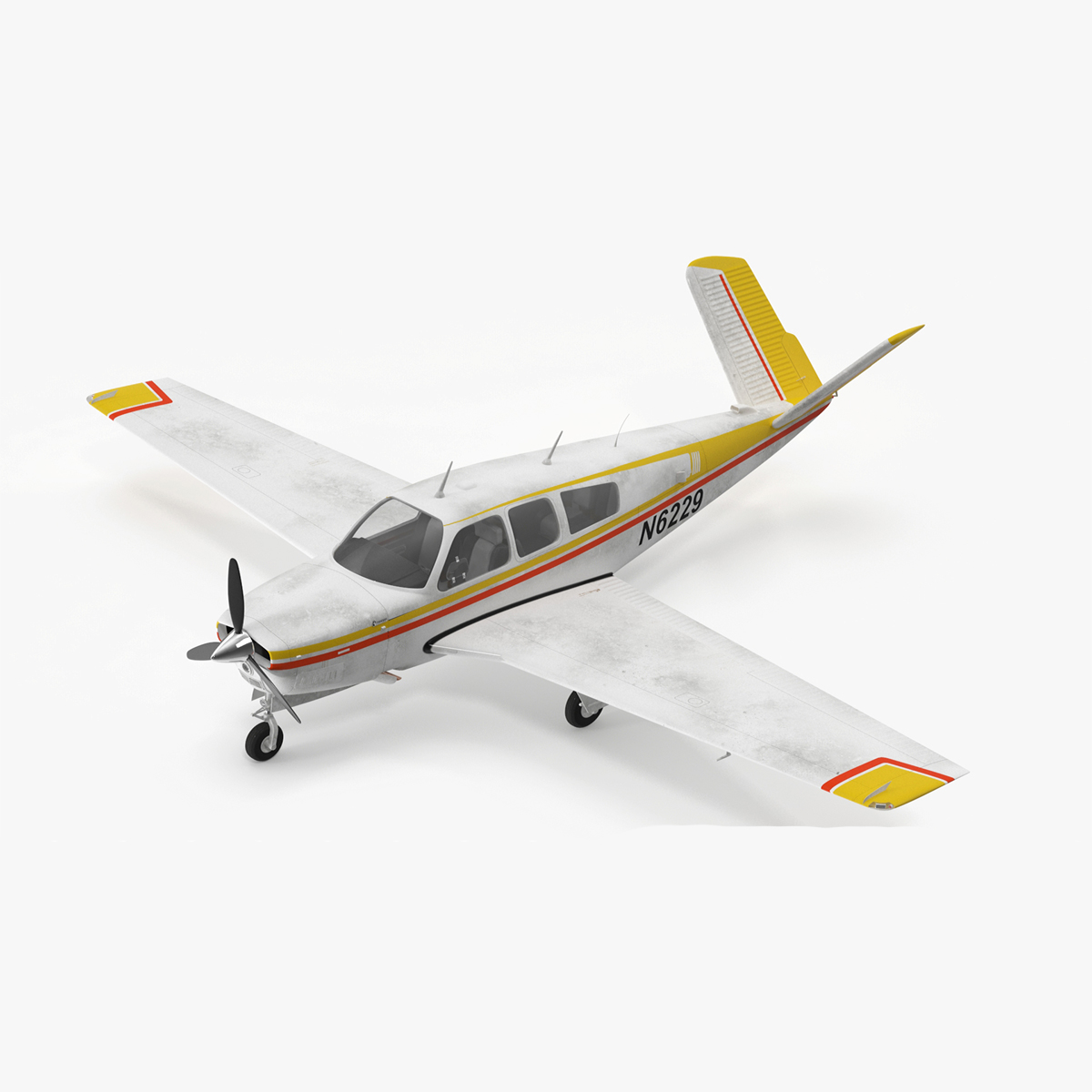 Single Engine Private Aircraft Beechcraft Bonanza S35 Rigged for Cinema 4D 3D model
