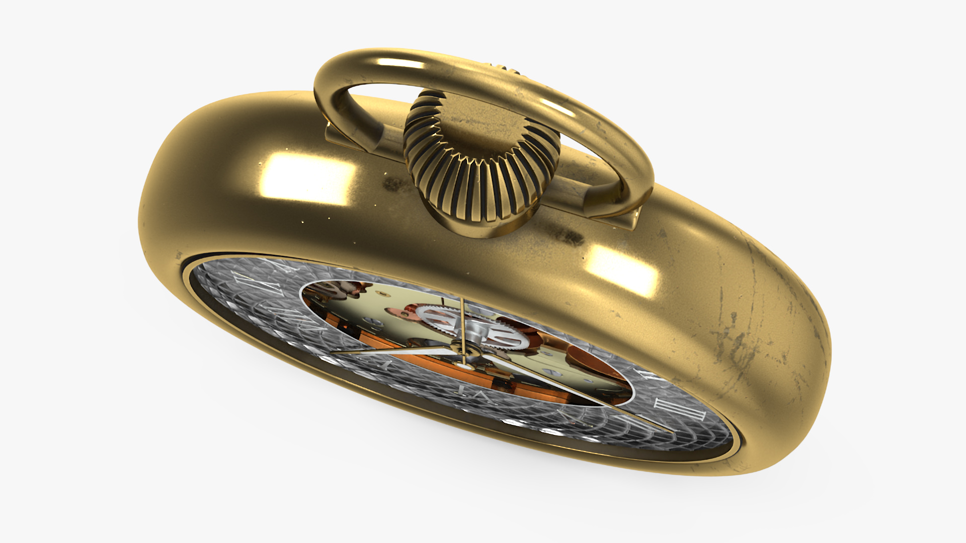 Gold Antique Pocket Watch Animated 3D model