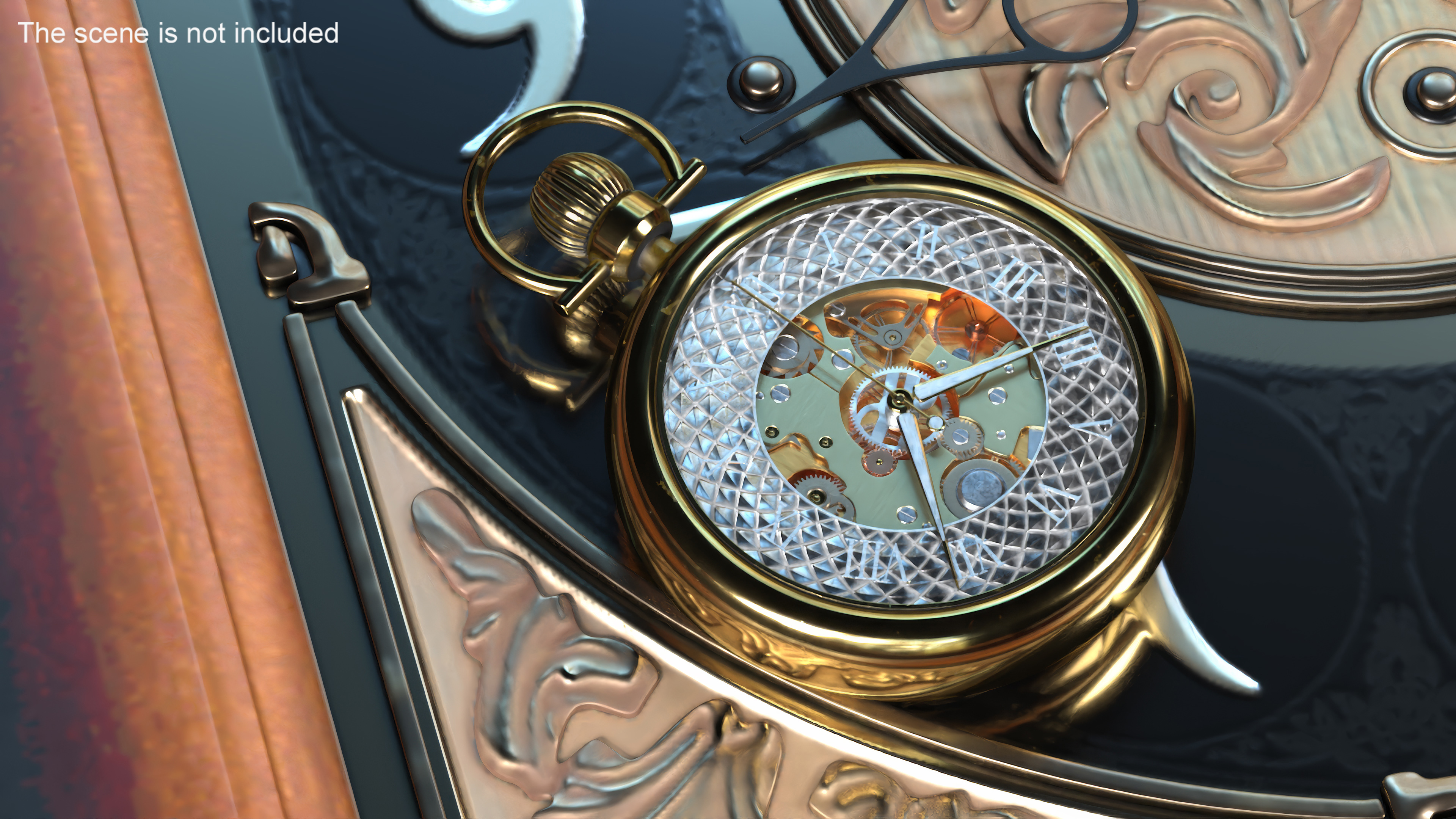 Gold Antique Pocket Watch Animated 3D model