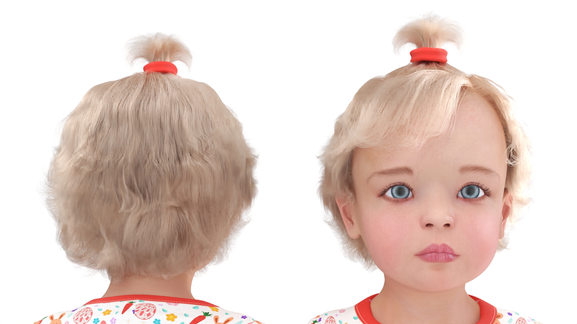 Baby Girl Wearing Full Bodysuit A-Pose Fur 3D