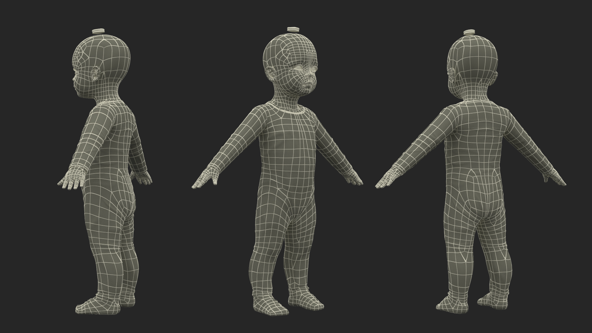 Baby Girl Wearing Full Bodysuit A-Pose Fur 3D