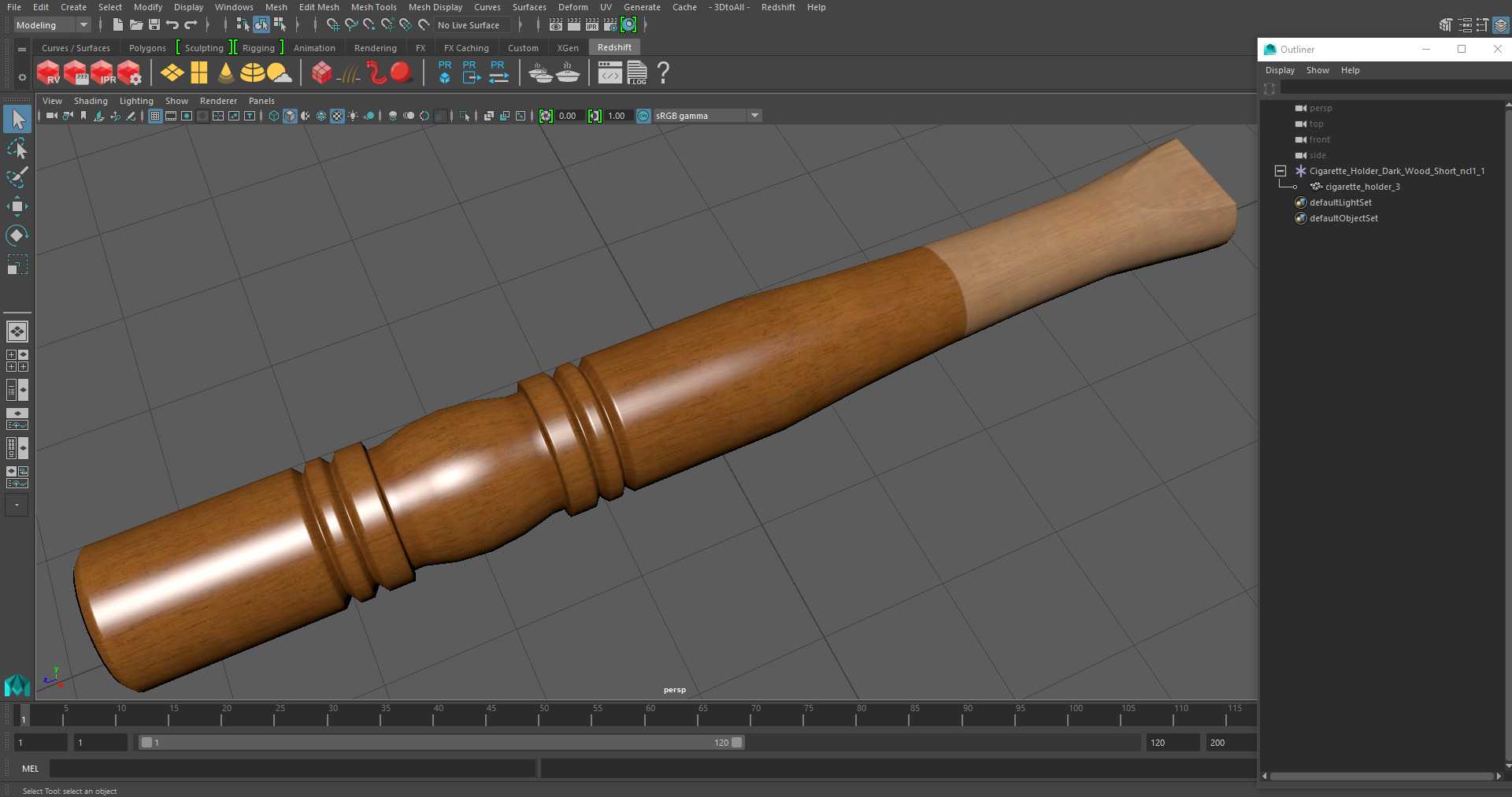 Cigarette Holder Dark Wood Short 3D