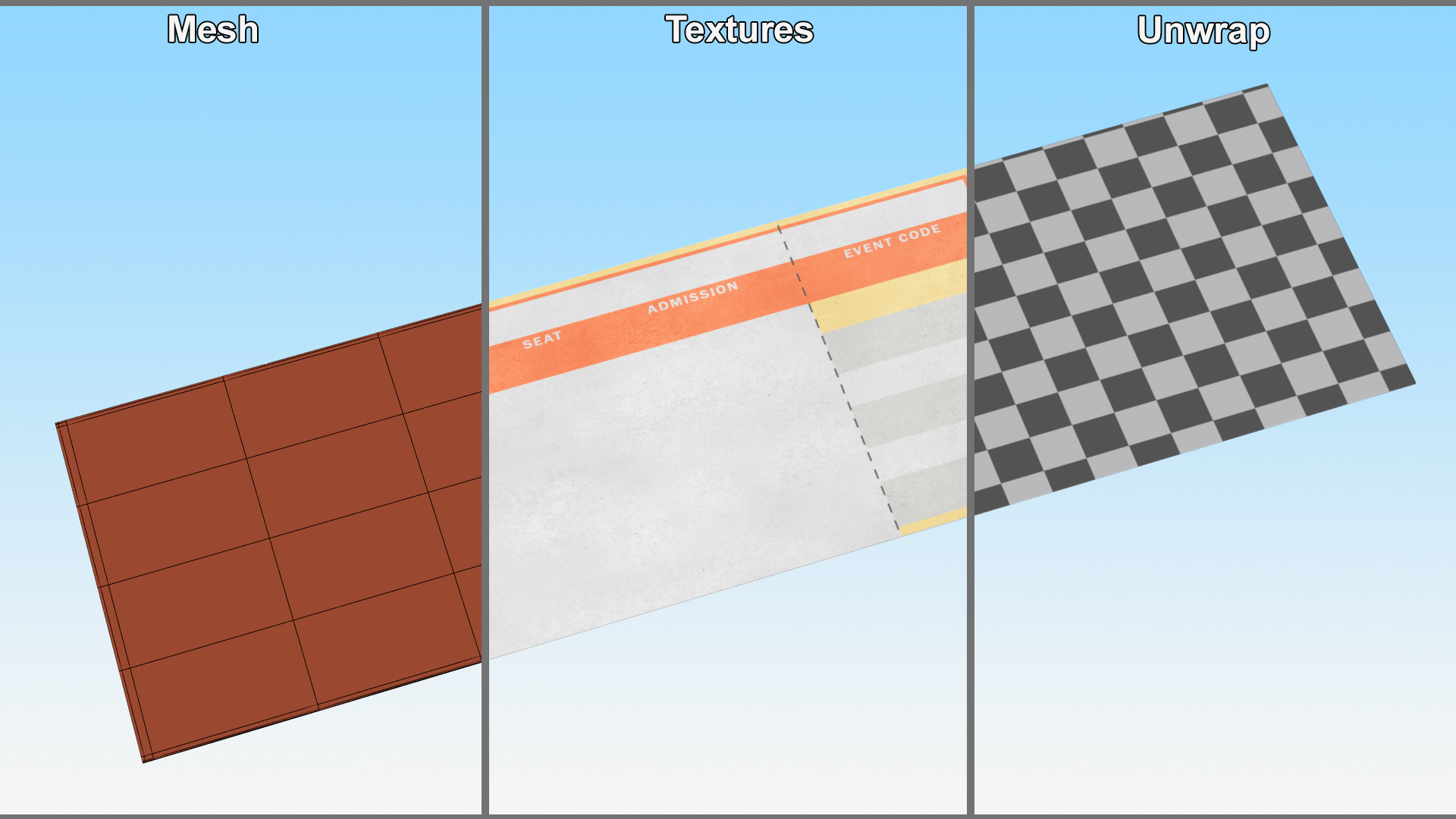 3D Event Admission Blank Ticket model