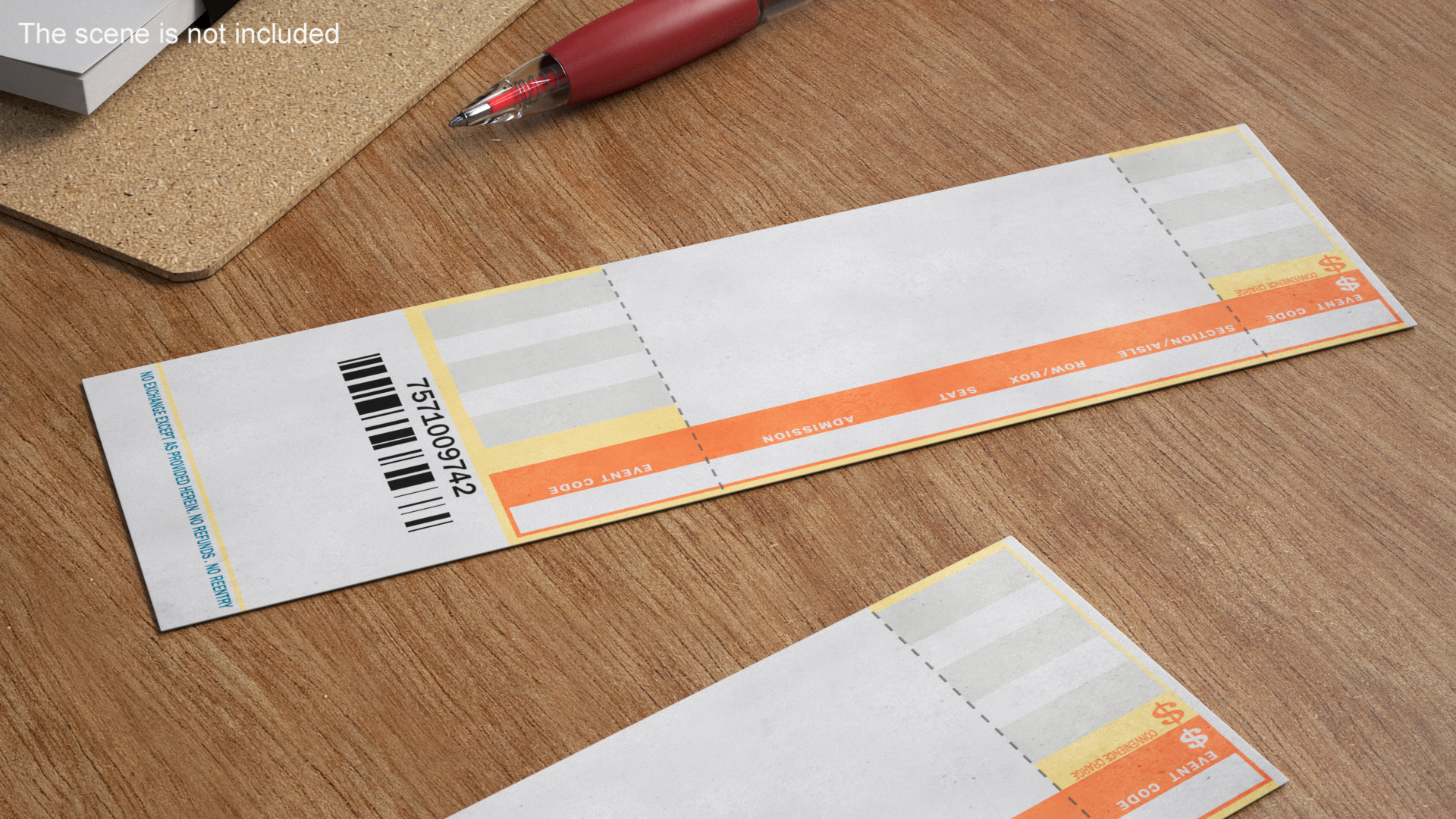 3D Event Admission Blank Ticket model