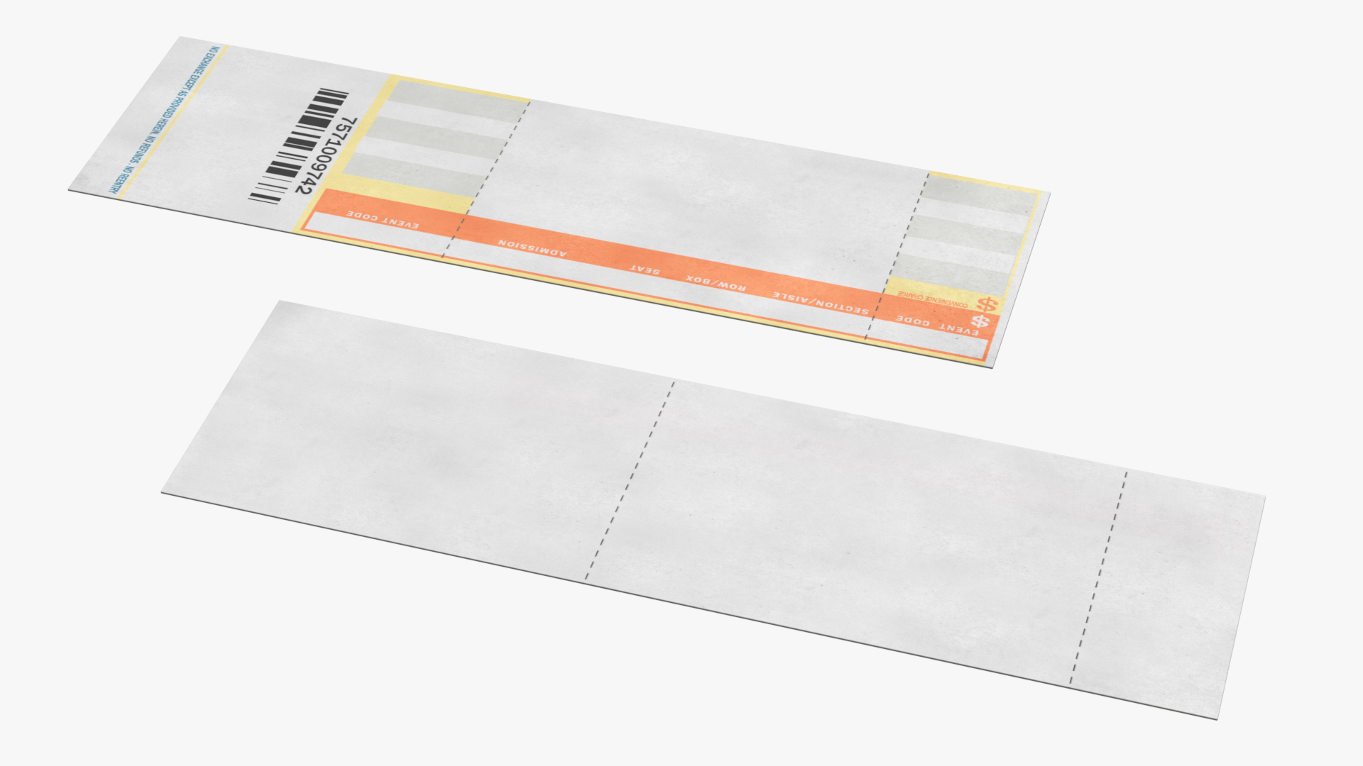 3D Event Admission Blank Ticket model