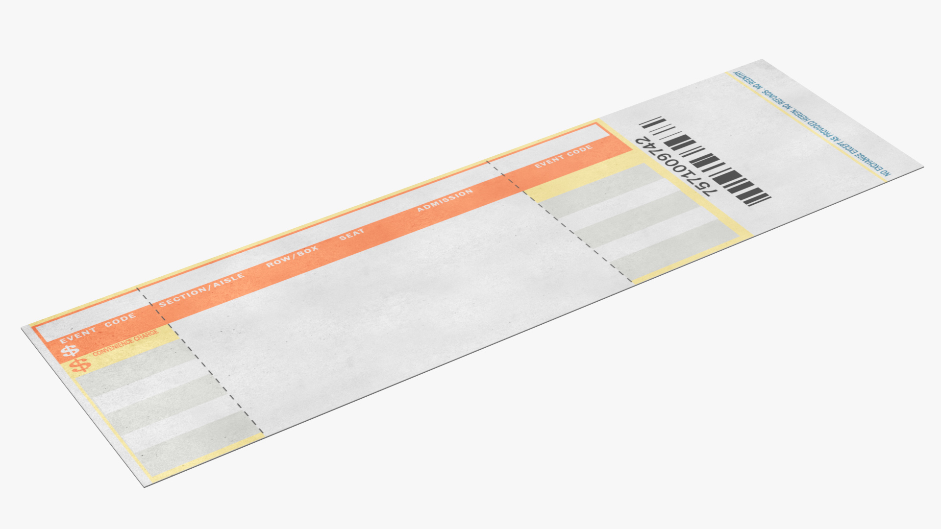 3D Event Admission Blank Ticket model