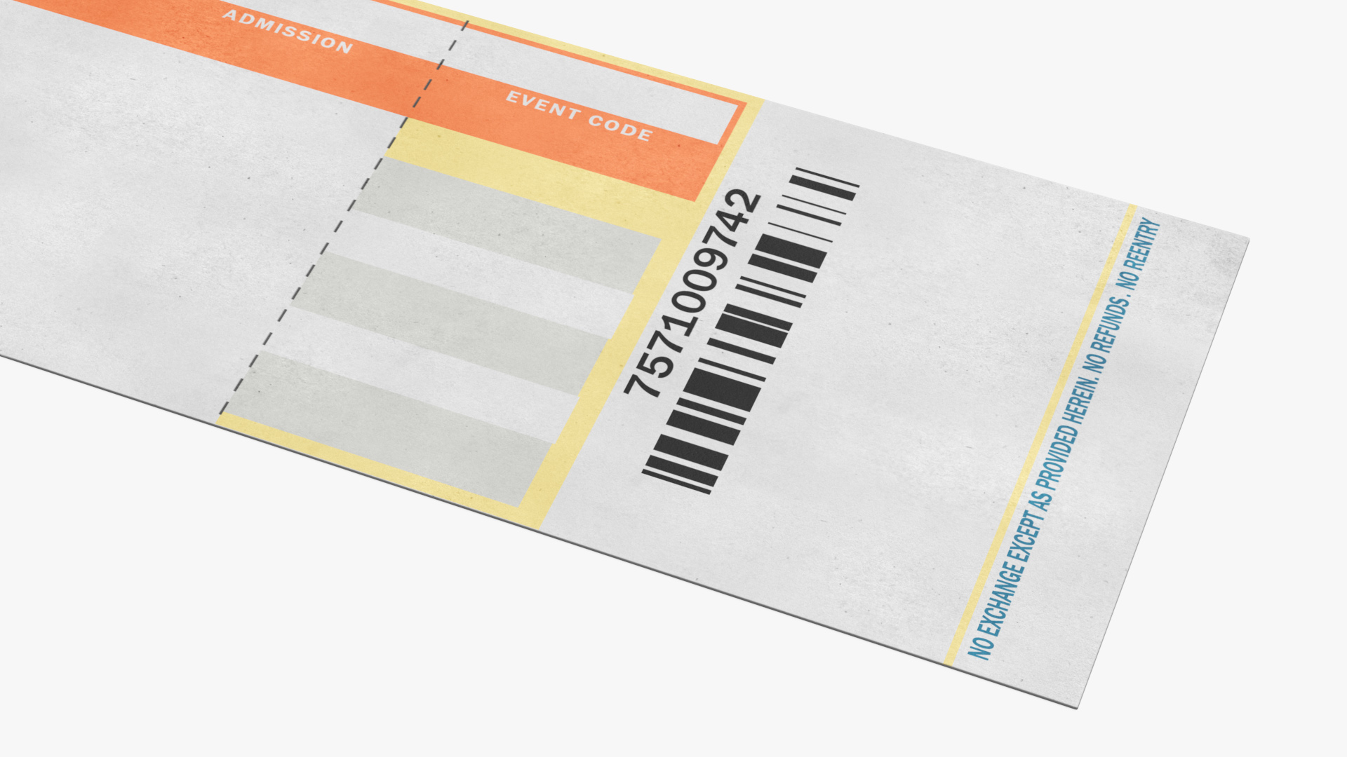 3D Event Admission Blank Ticket model
