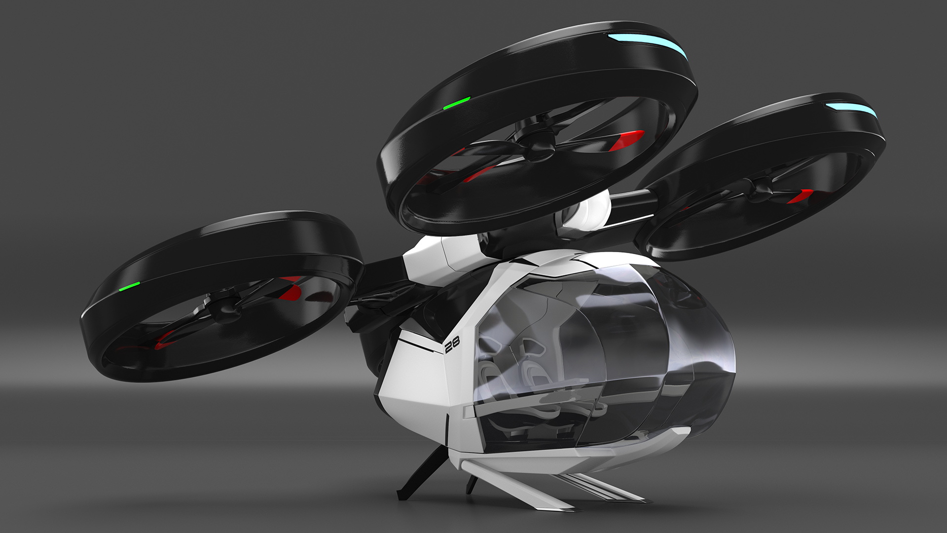 SciFi Futuristic Passenger Drone Rigged 3D model