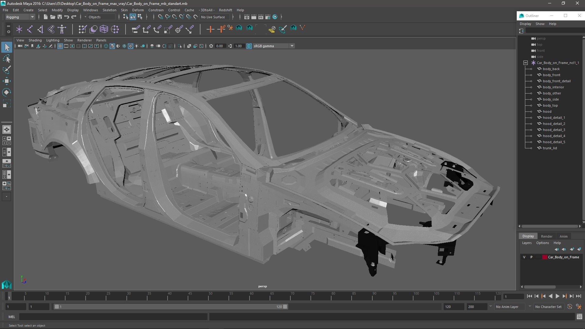Car Body on Frame 3D