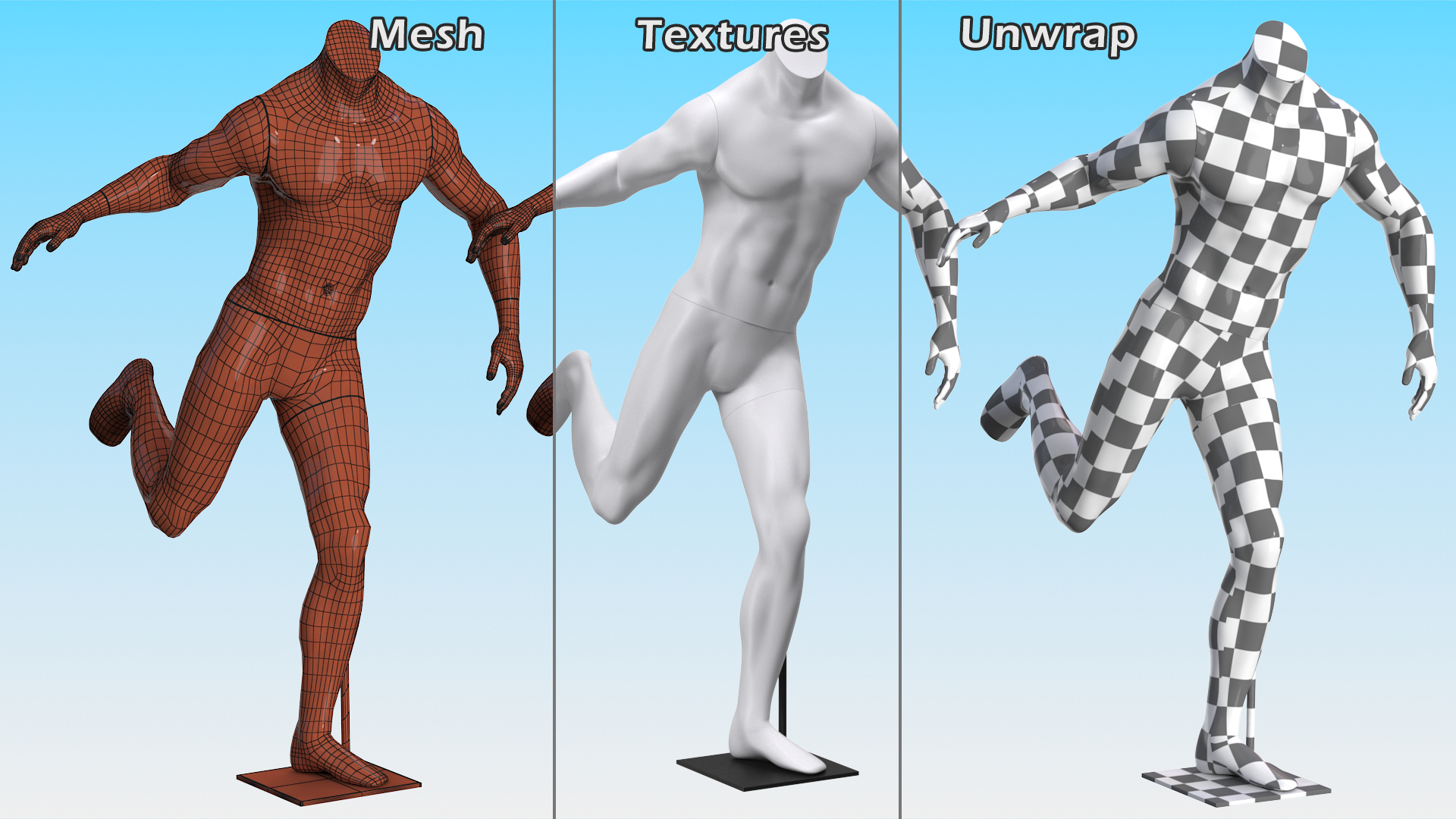 3D model Man Sports Mannequin Playing Basketball White