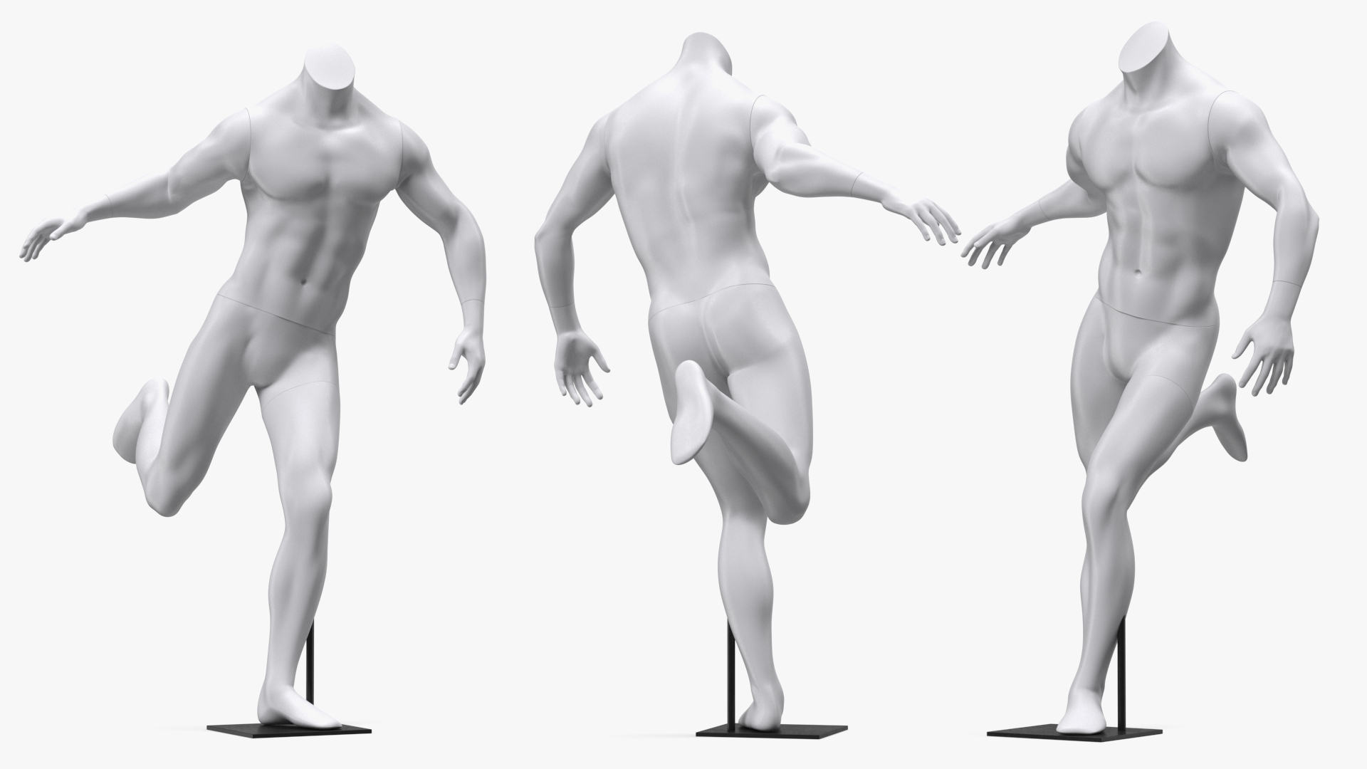 3D model Man Sports Mannequin Playing Basketball White