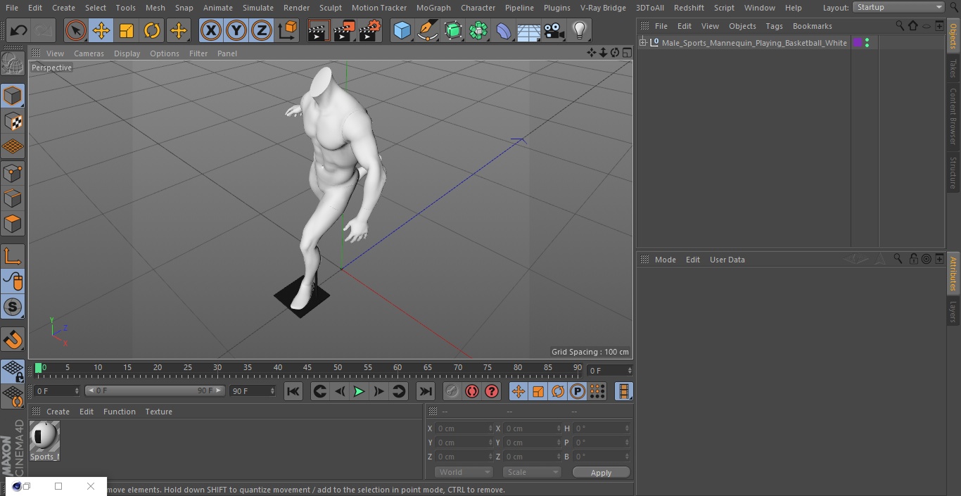 3D model Man Sports Mannequin Playing Basketball White