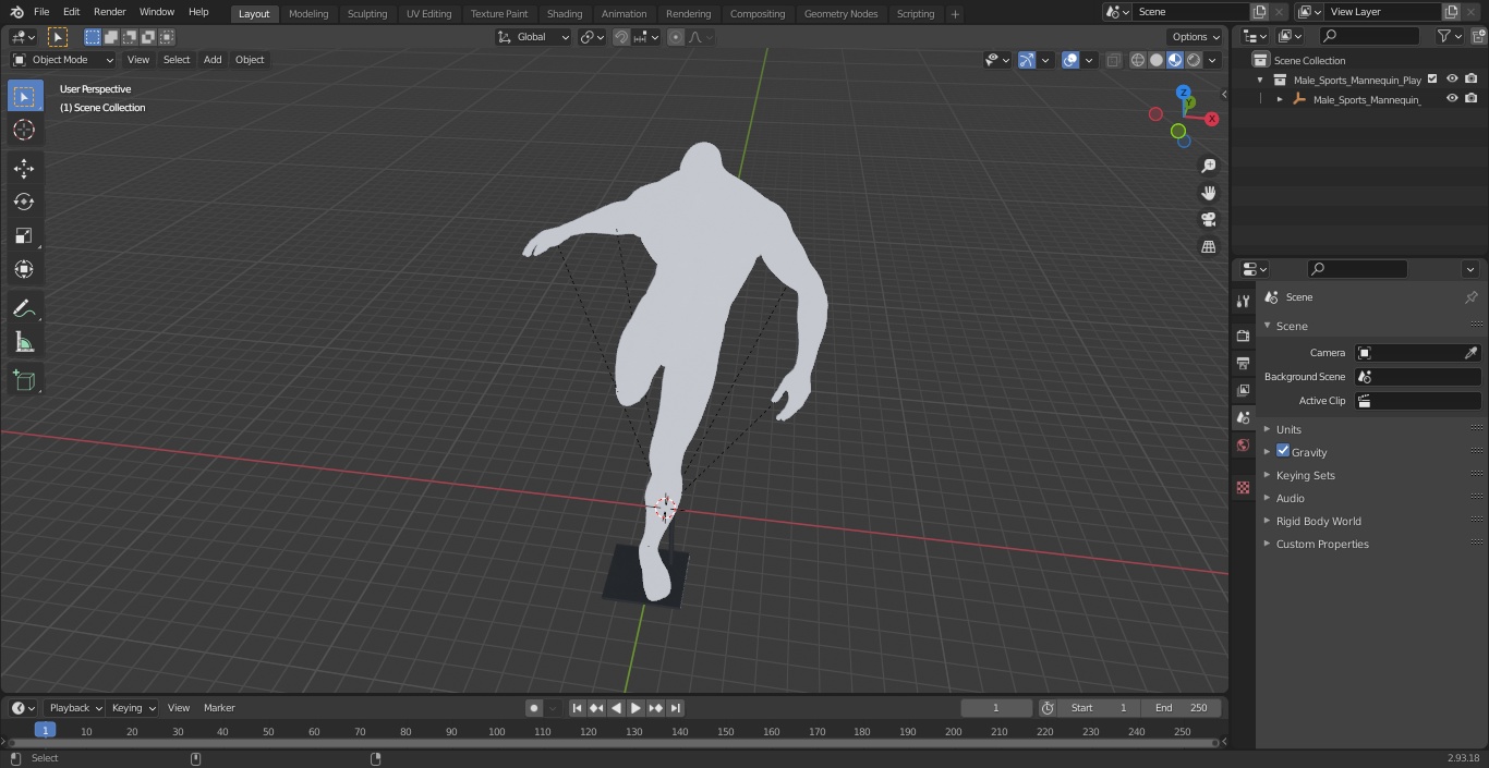3D model Man Sports Mannequin Playing Basketball White