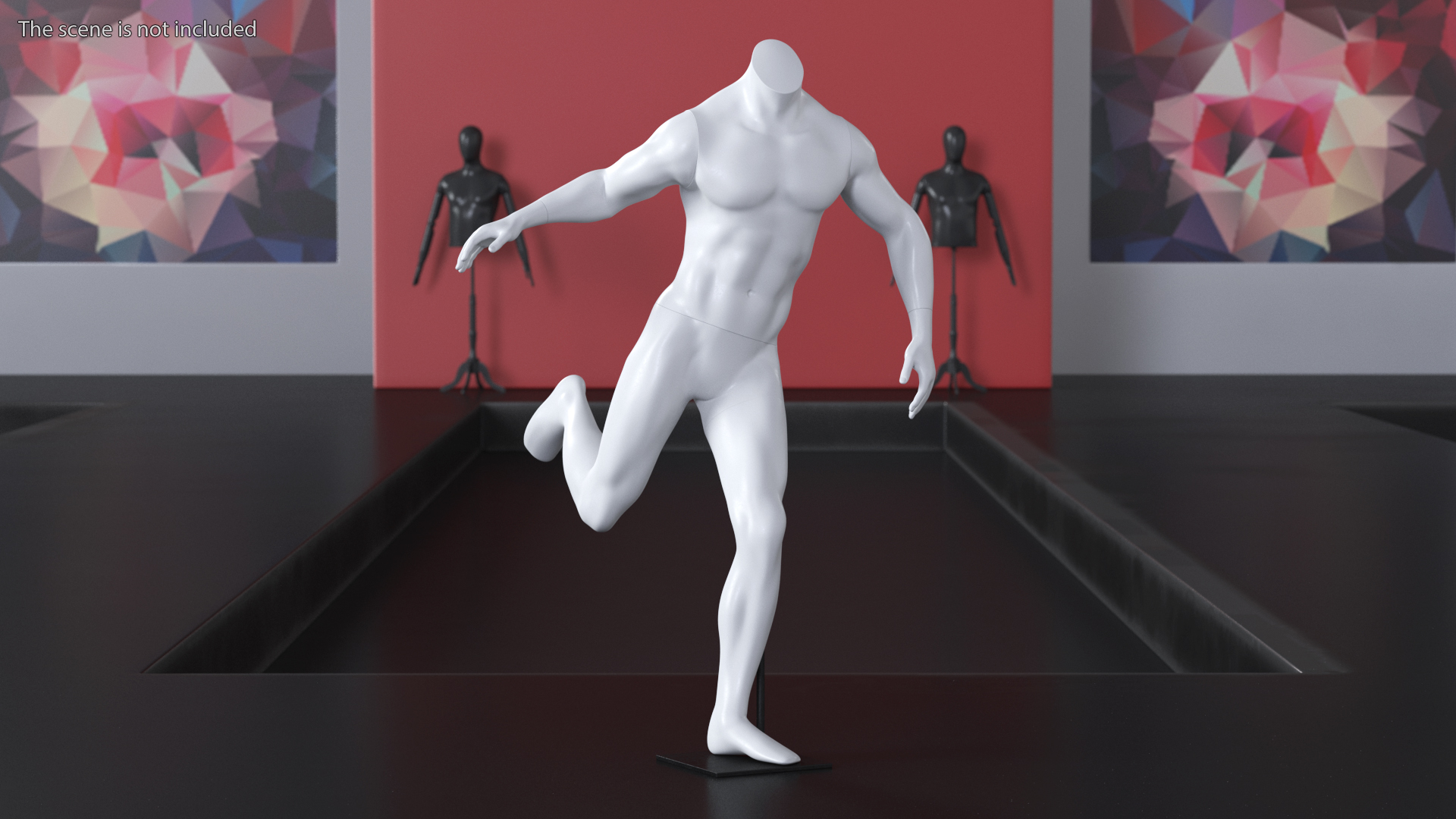 3D model Man Sports Mannequin Playing Basketball White
