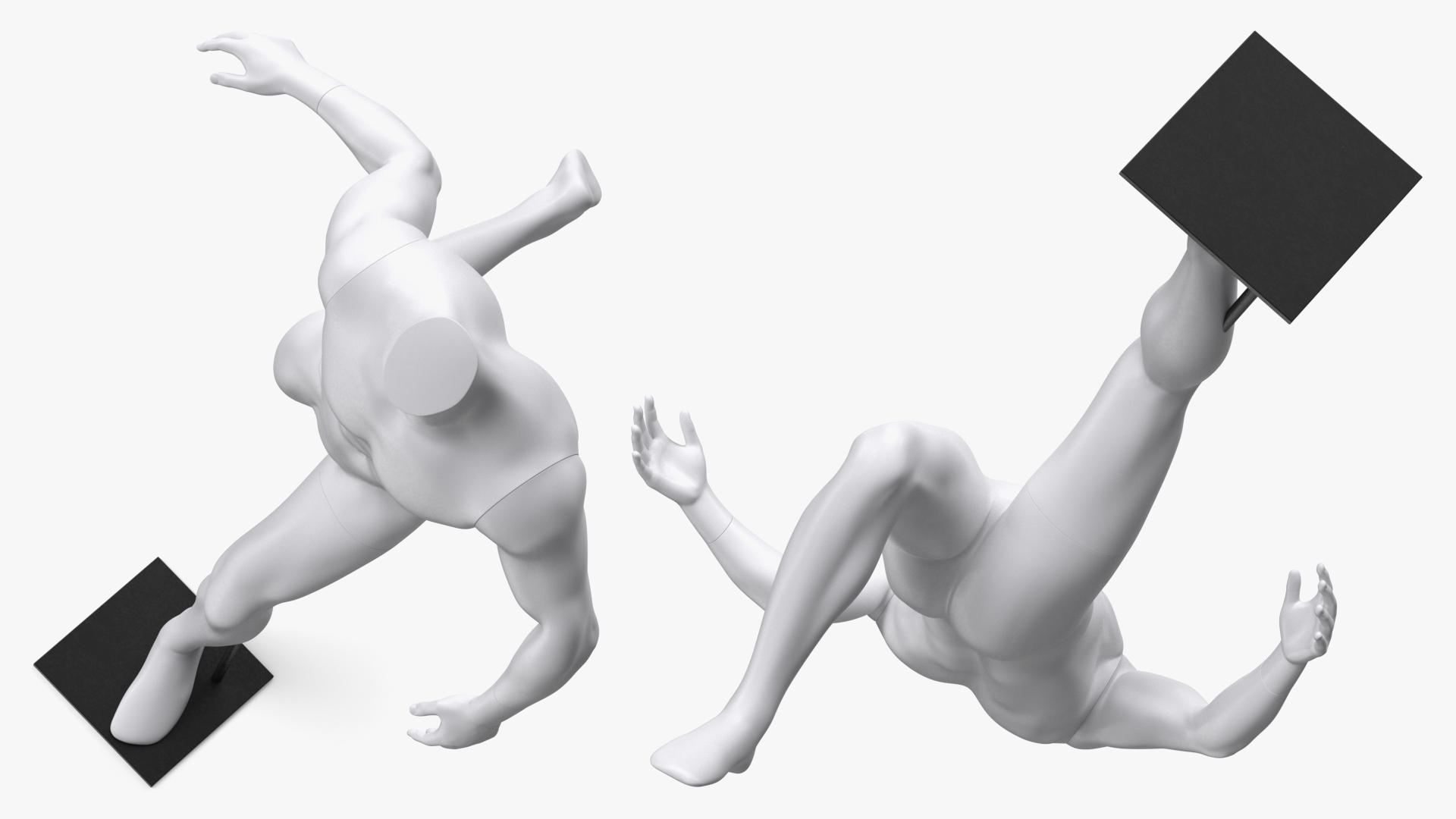 3D model Man Sports Mannequin Playing Basketball White