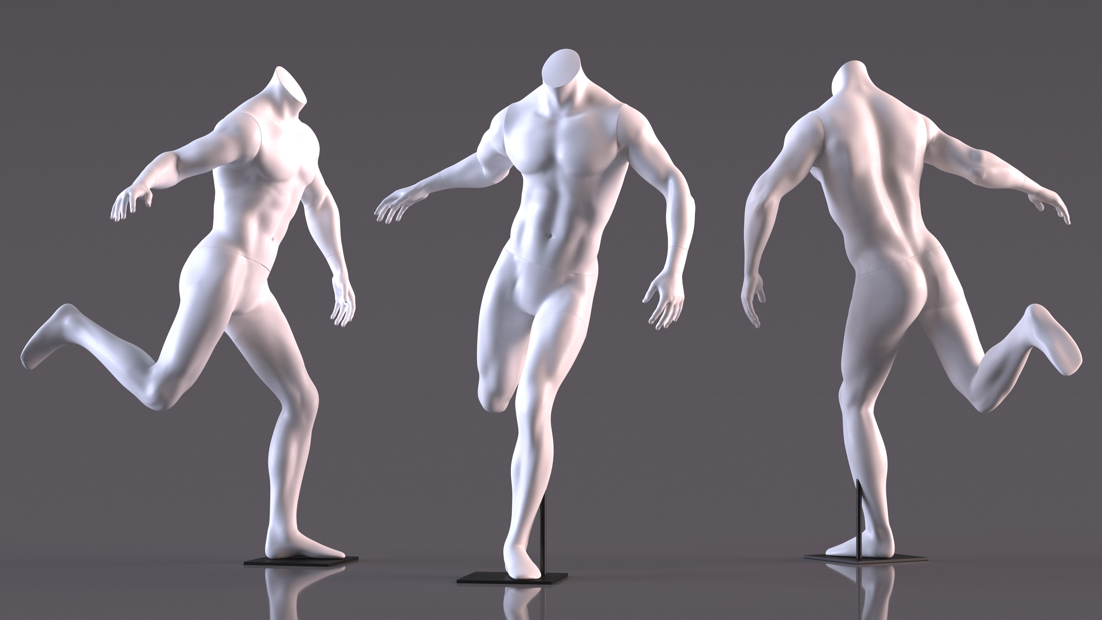 3D model Man Sports Mannequin Playing Basketball White