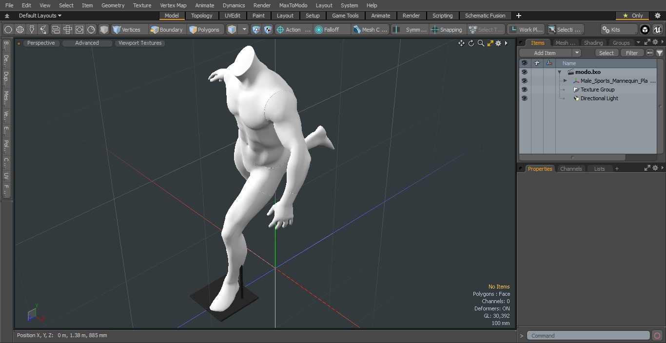 3D model Man Sports Mannequin Playing Basketball White