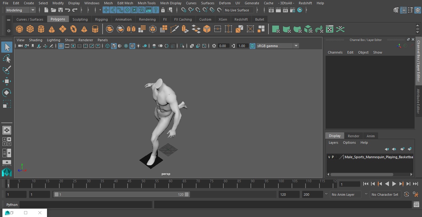 3D model Man Sports Mannequin Playing Basketball White