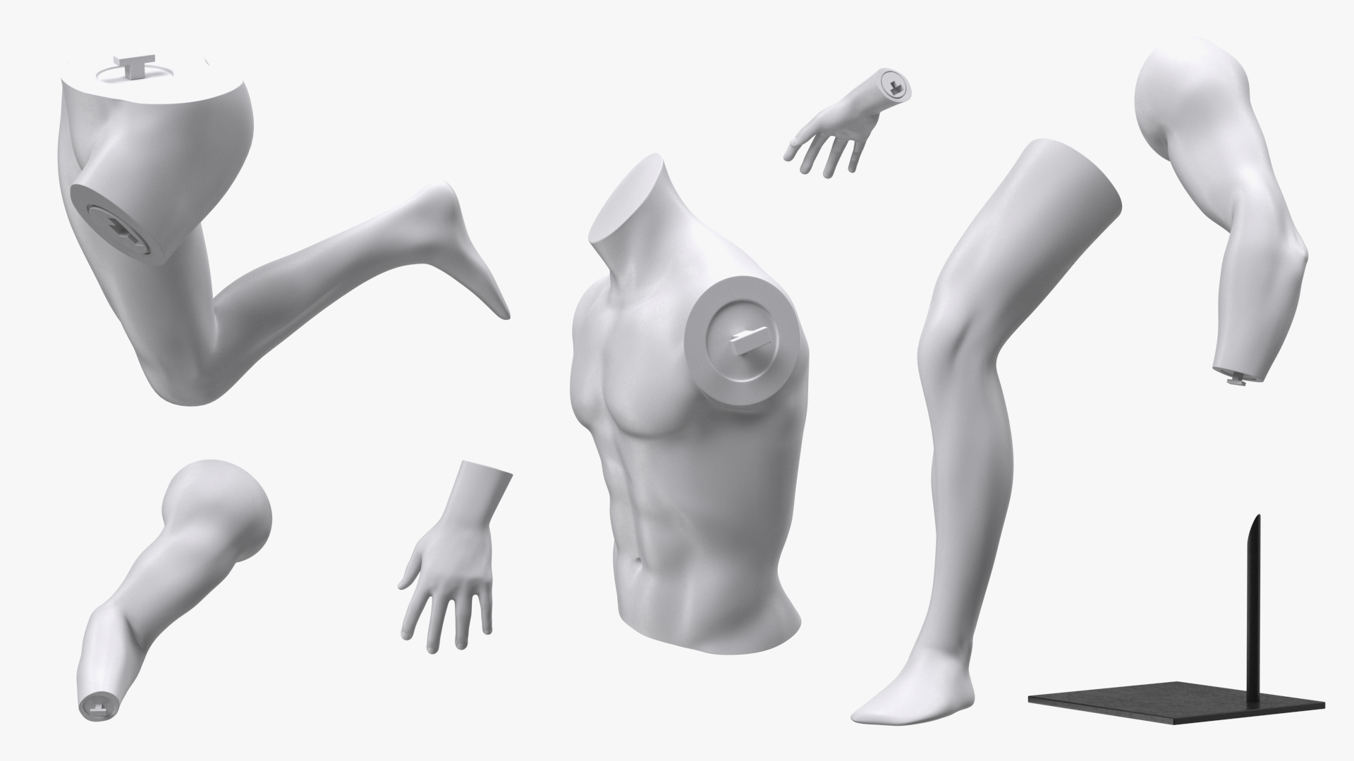 3D model Man Sports Mannequin Playing Basketball White