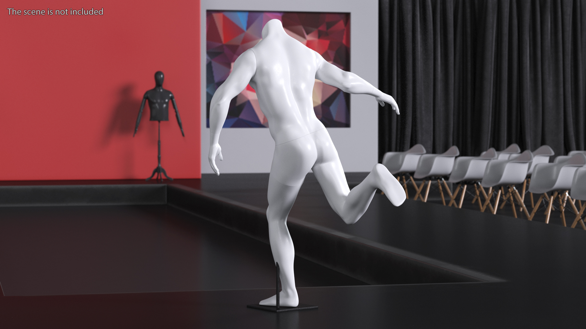 3D model Man Sports Mannequin Playing Basketball White
