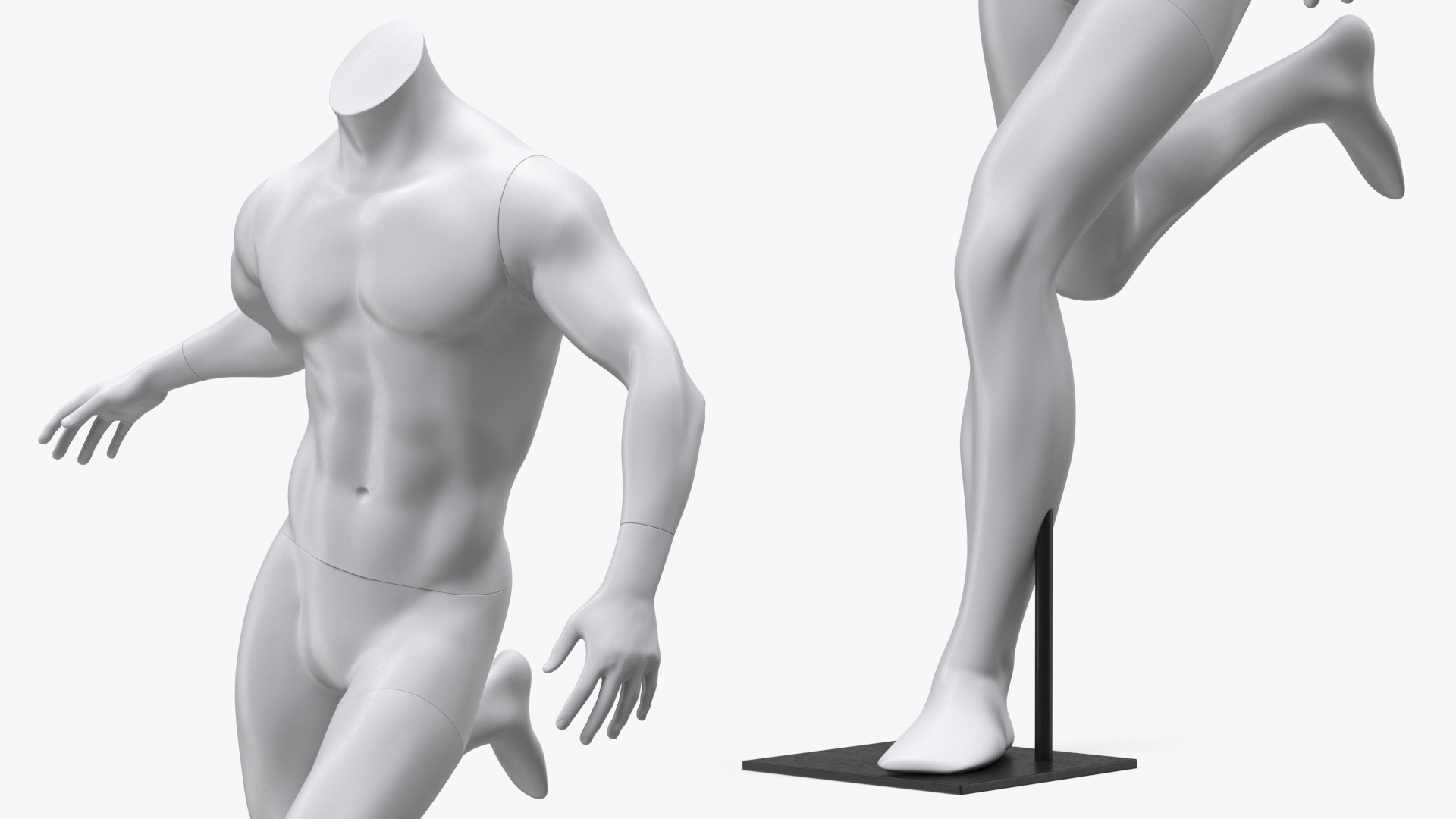 3D model Man Sports Mannequin Playing Basketball White
