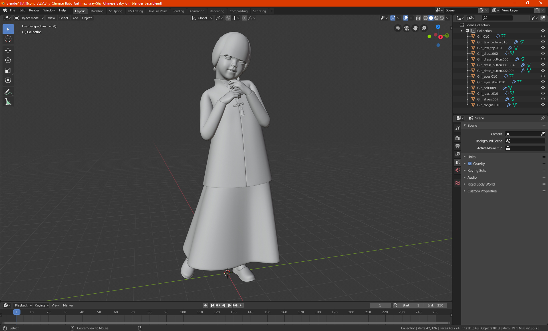 3D Shy Chinese Baby Girl