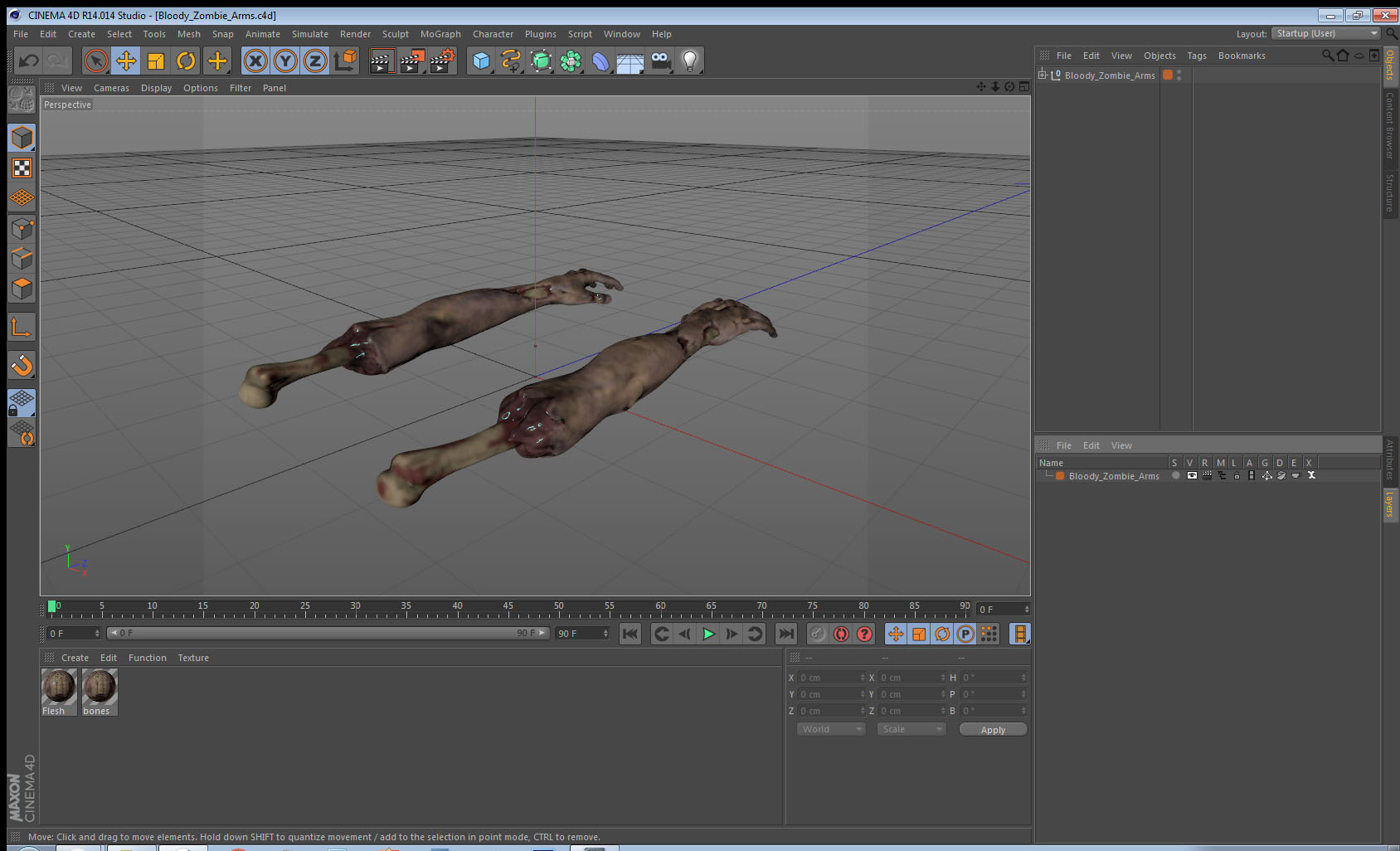 3D Bloody Zombie Arms model